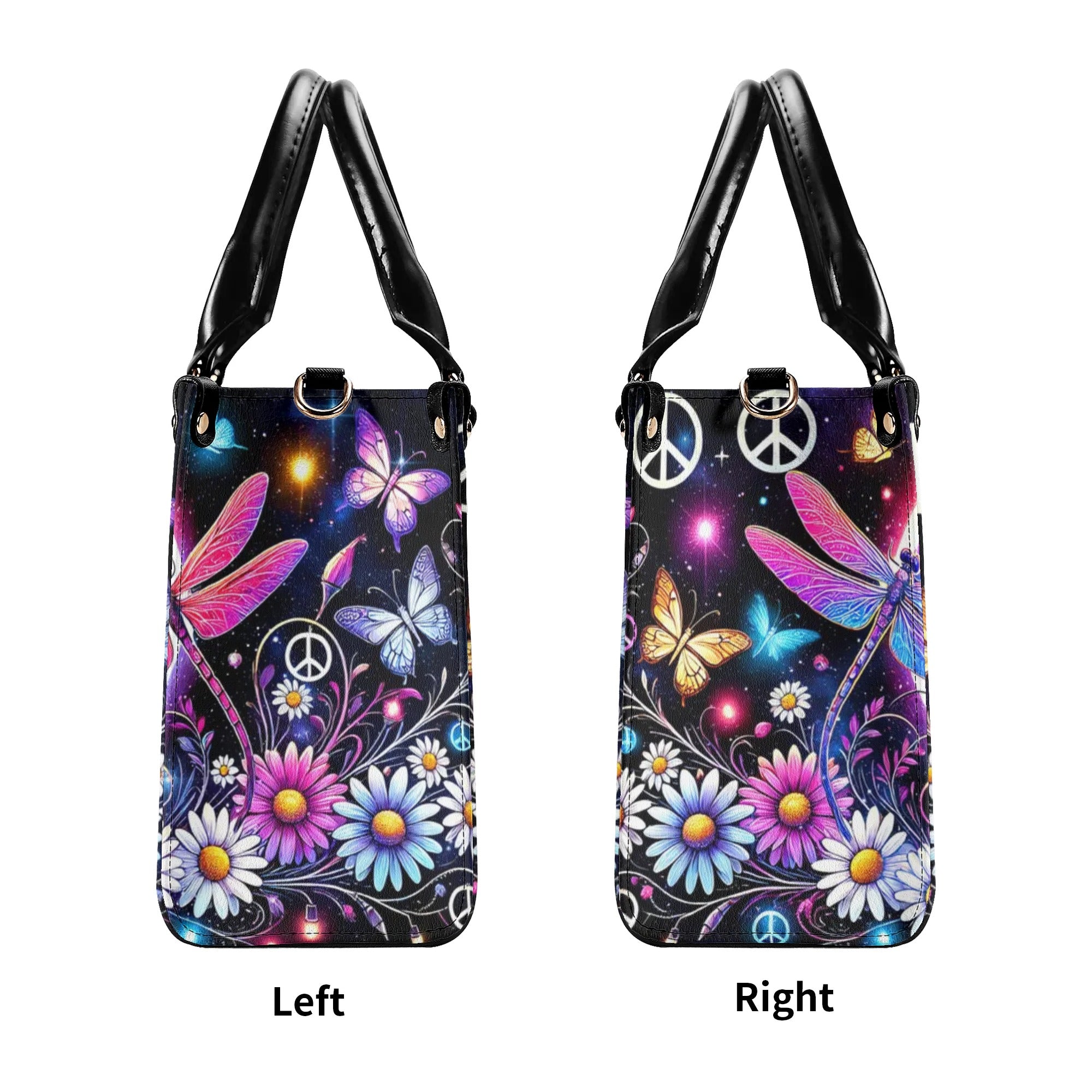 THE MOON SEES YOUR SOUL DRAGONFLIES LEATHER HANDBAG - TYTM2307243