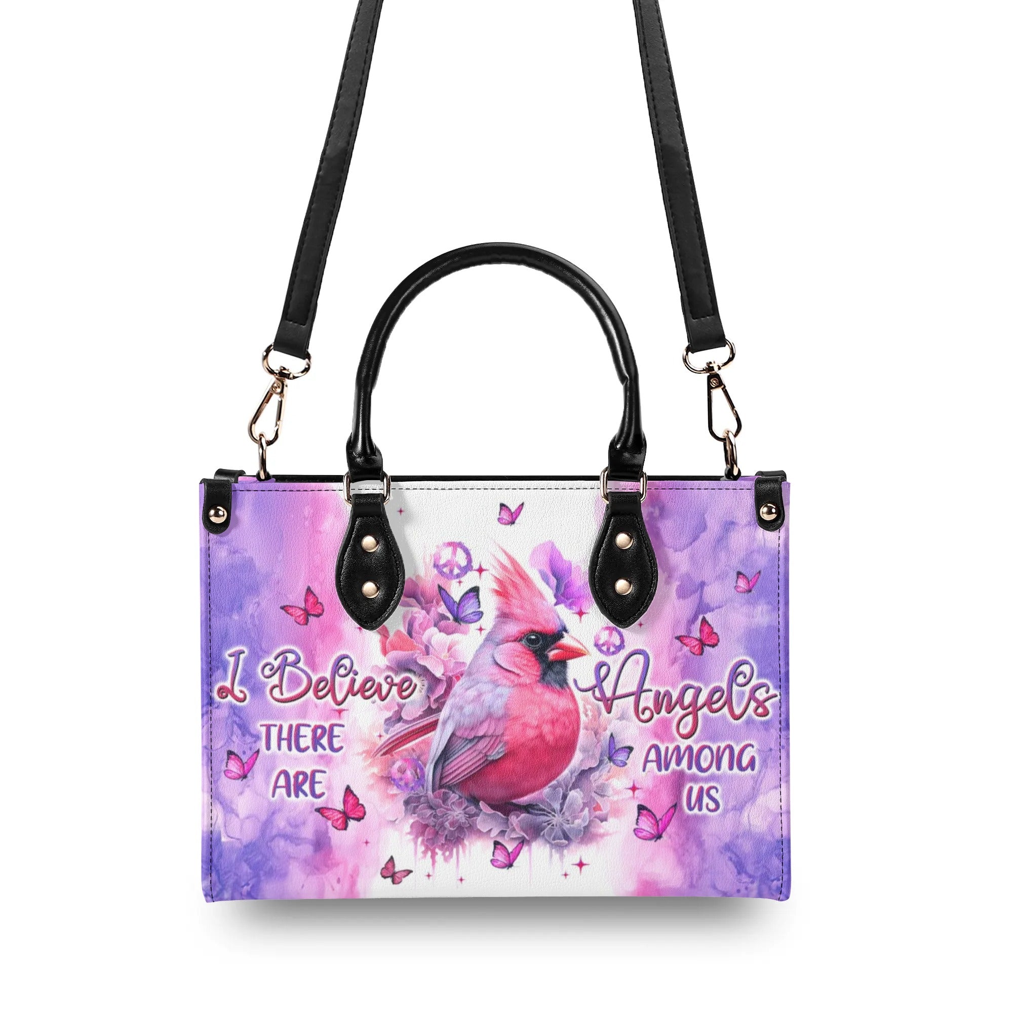 I BELIEVE THERE ARE ANGELS AMONG US CARDINAL LEATHER HANDBAG - TLTW3007244