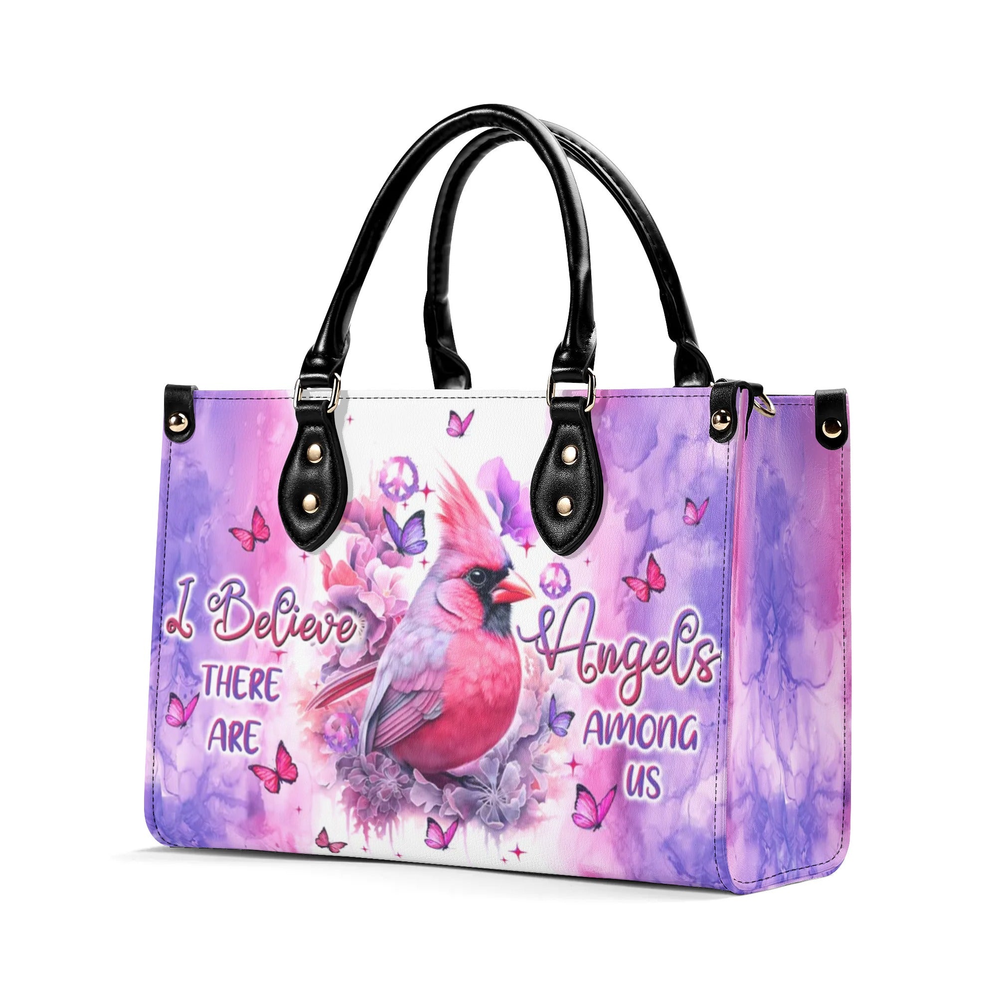 I BELIEVE THERE ARE ANGELS AMONG US CARDINAL LEATHER HANDBAG - TLTW3007244