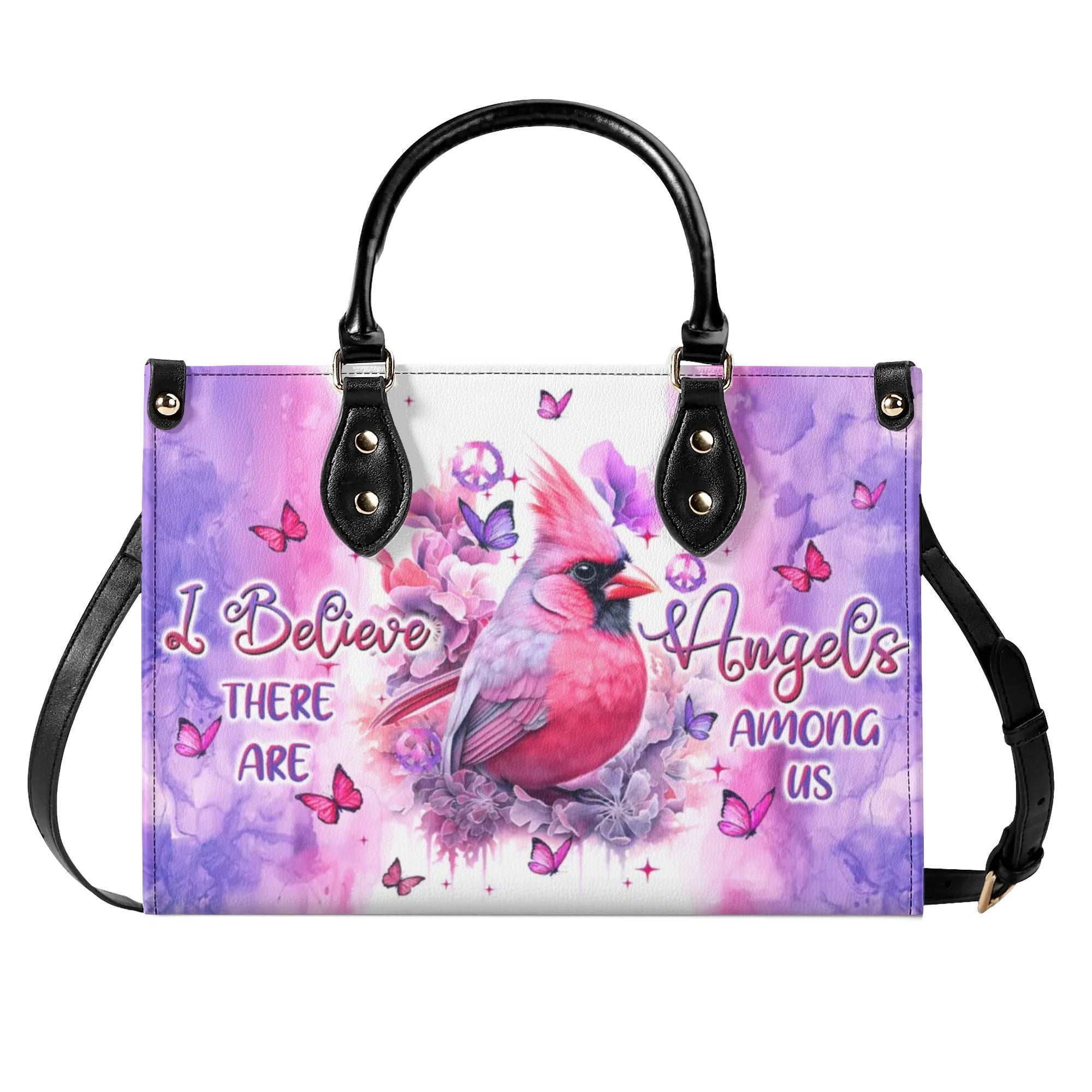 I BELIEVE THERE ARE ANGELS AMONG US CARDINAL LEATHER HANDBAG - TLTW3007244