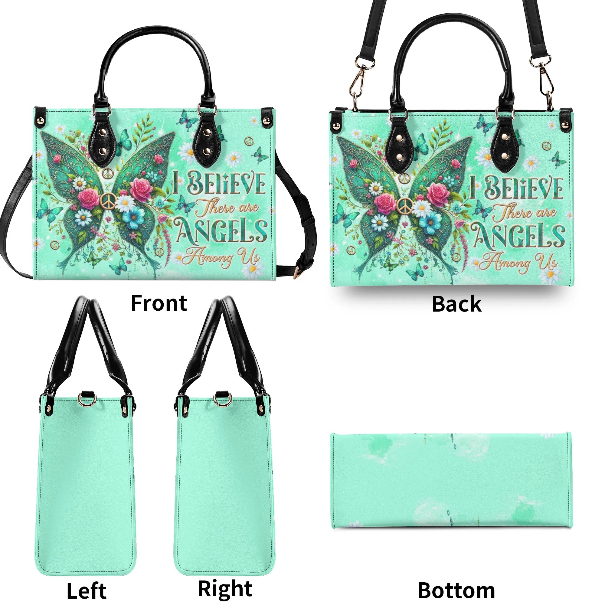 I BELIEVE THERE ARE ANGELS AMONG US WINGS LEATHER HANDBAG - TLTW0608245