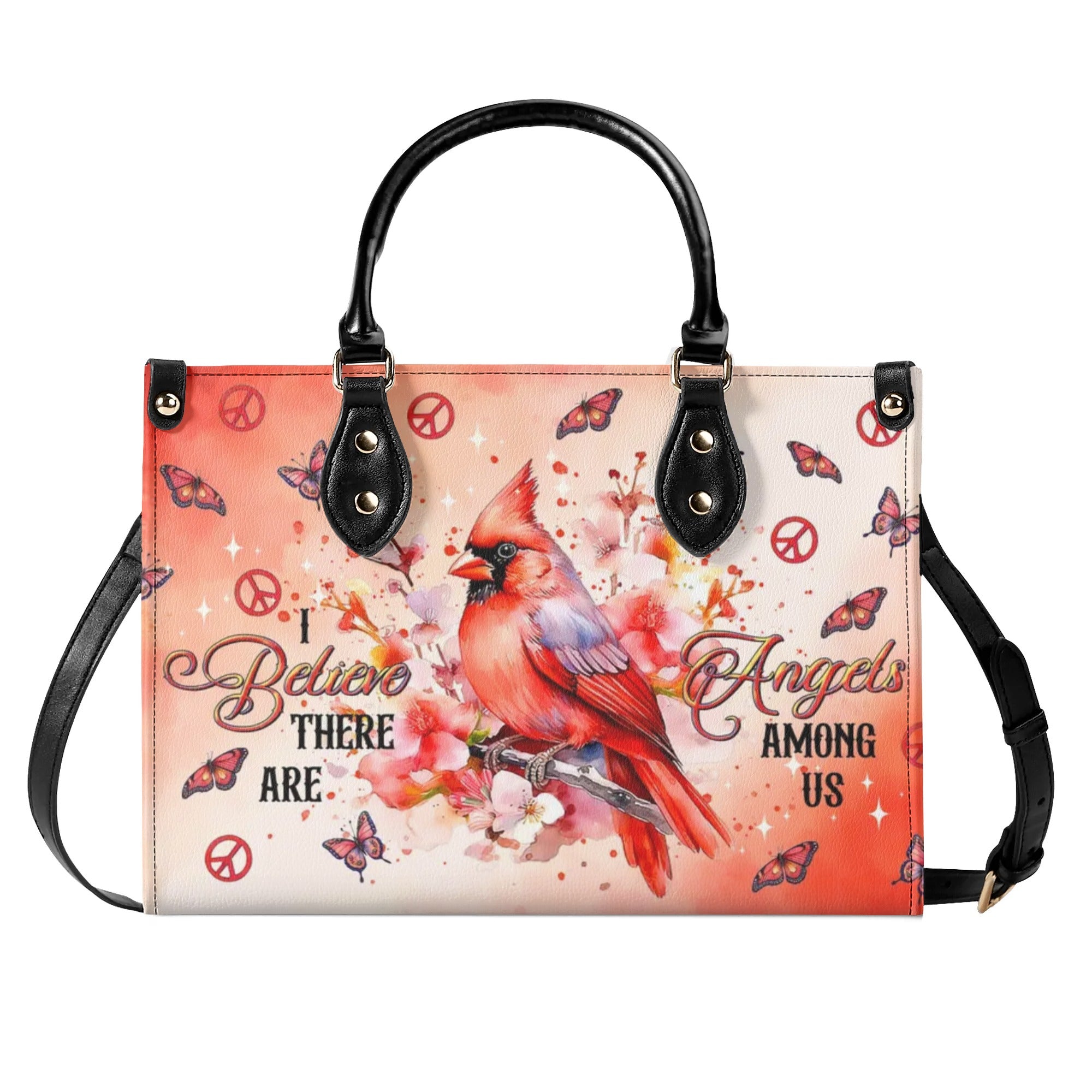 I BELIEVE THERE ARE ANGELS AMONG US CARDINAL LEATHER HANDBAG - TLTR2008244