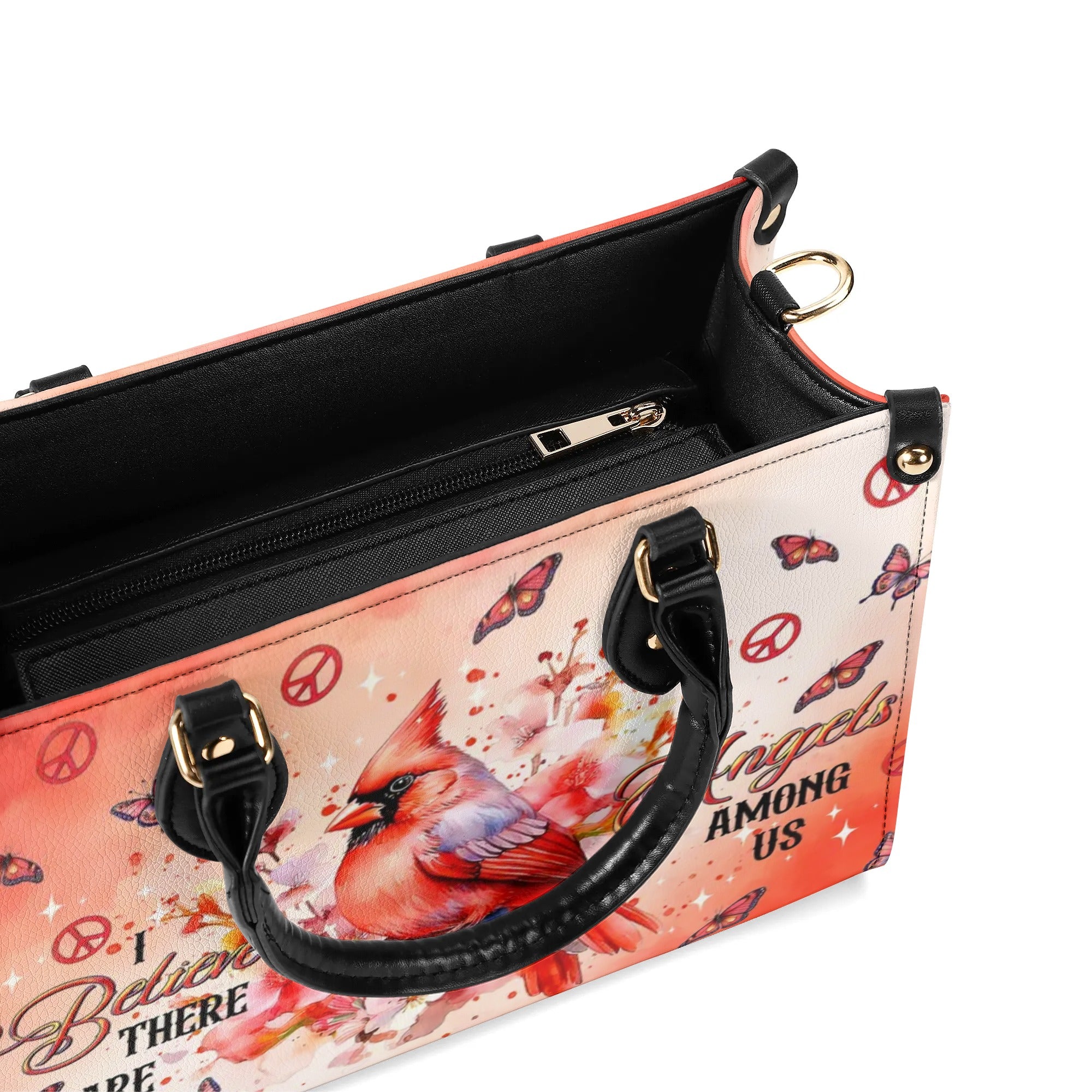 I BELIEVE THERE ARE ANGELS AMONG US CARDINAL LEATHER HANDBAG - TLTR2008244