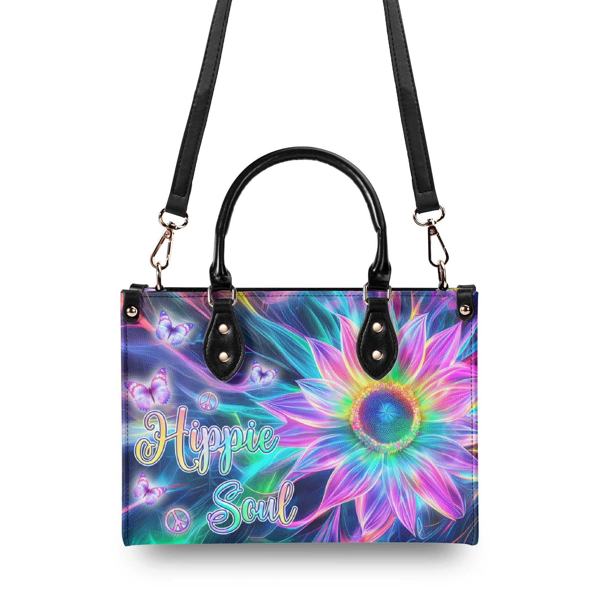 PERSONALIZED HIPPIE SOUL SUNFLOWER LEATHER HANDBAG  - TLNZ0503243