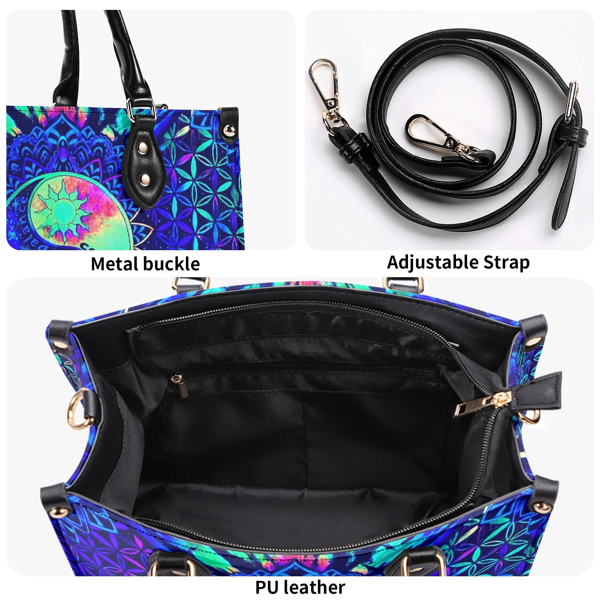 PSYCHEDELIC TRIPPY YIN YANG LEATHER HANDBAG - YHHN0703254