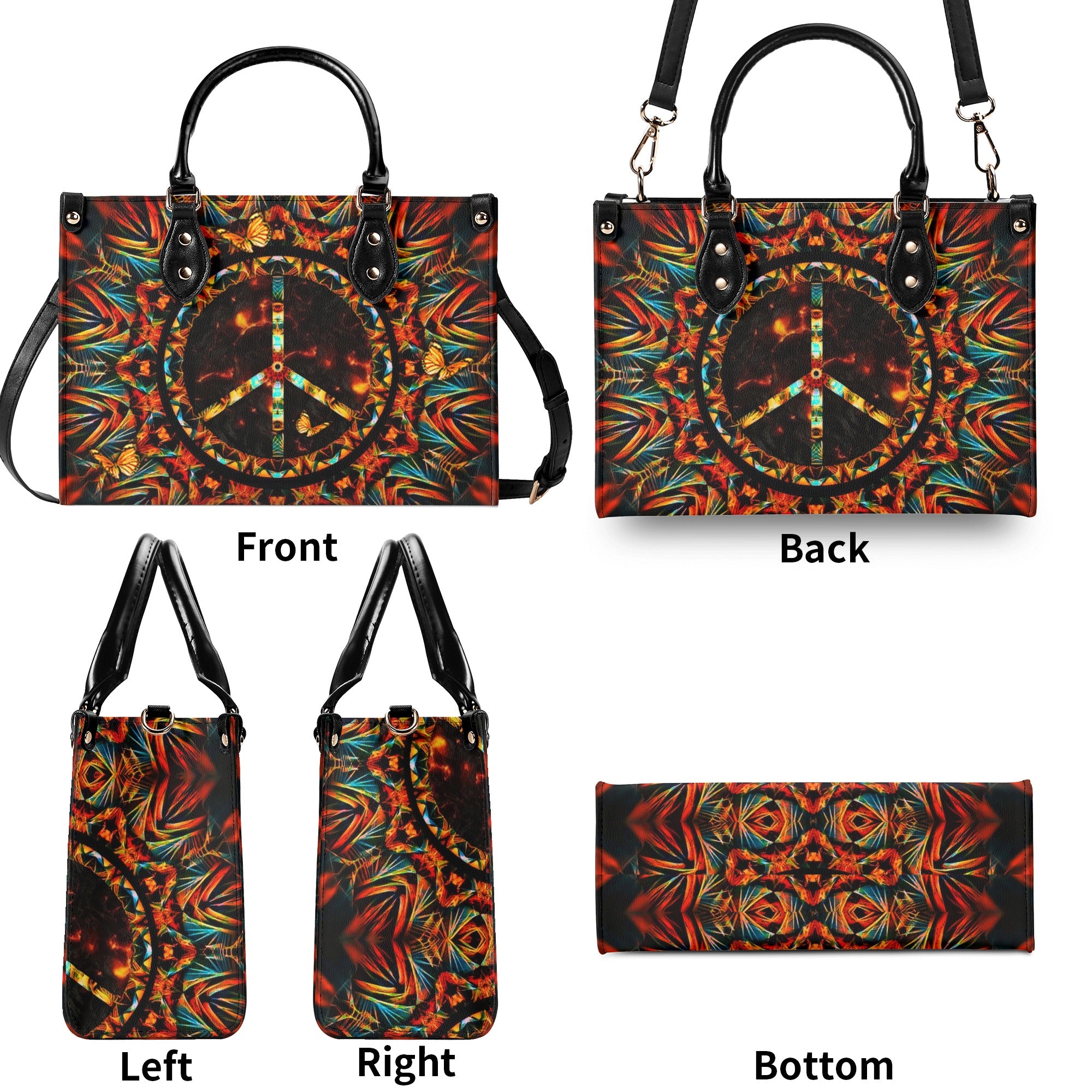 PSYCHEDELIC PEACE LEATHER HANDBAG - YHLT1403254