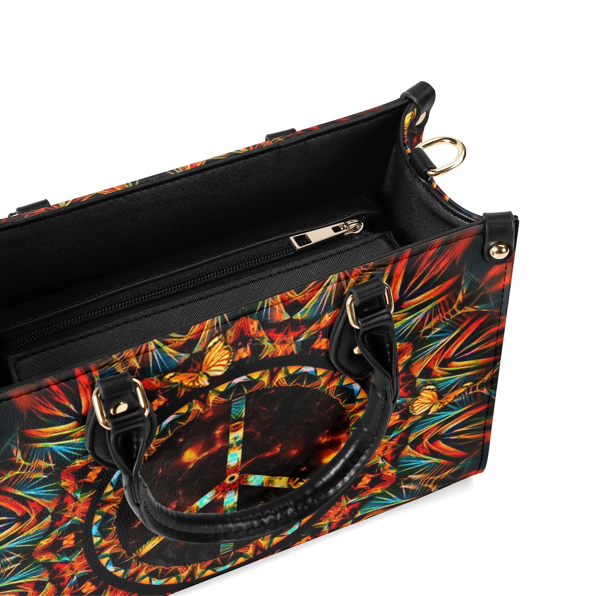 PSYCHEDELIC PEACE LEATHER HANDBAG - YHLT1403254