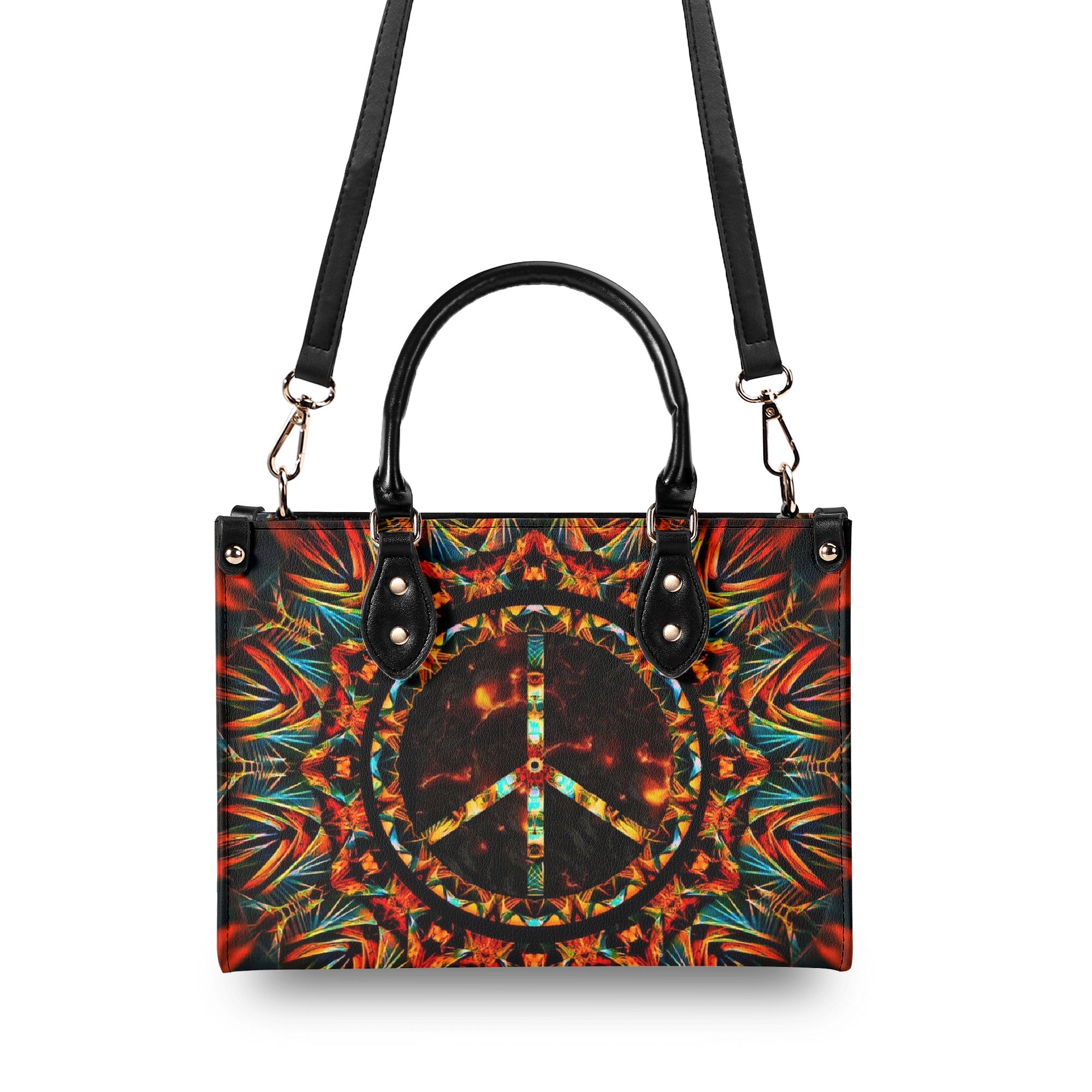 PSYCHEDELIC PEACE LEATHER HANDBAG - YHLT1403254