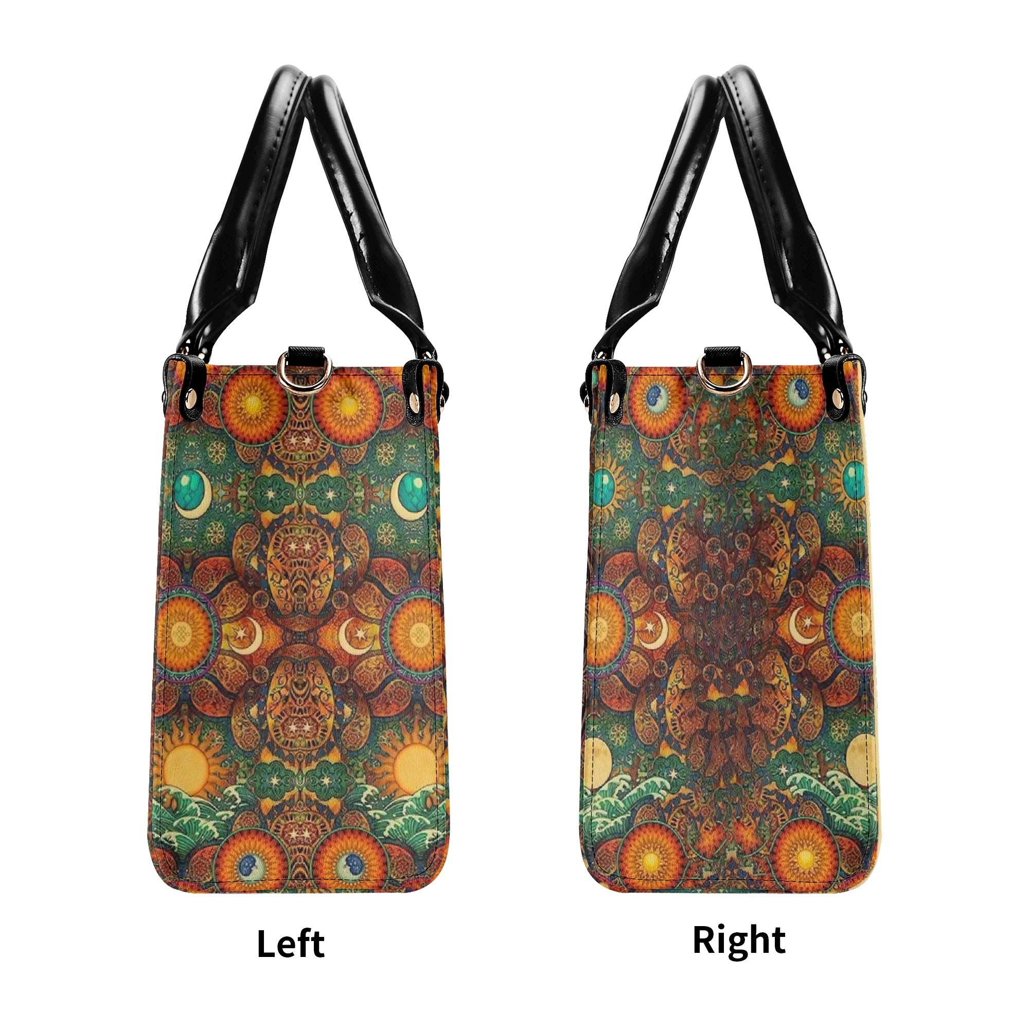 PSYCHEDELIC HIPPIE SUN LEATHER HANDBAG - YHHN1903254