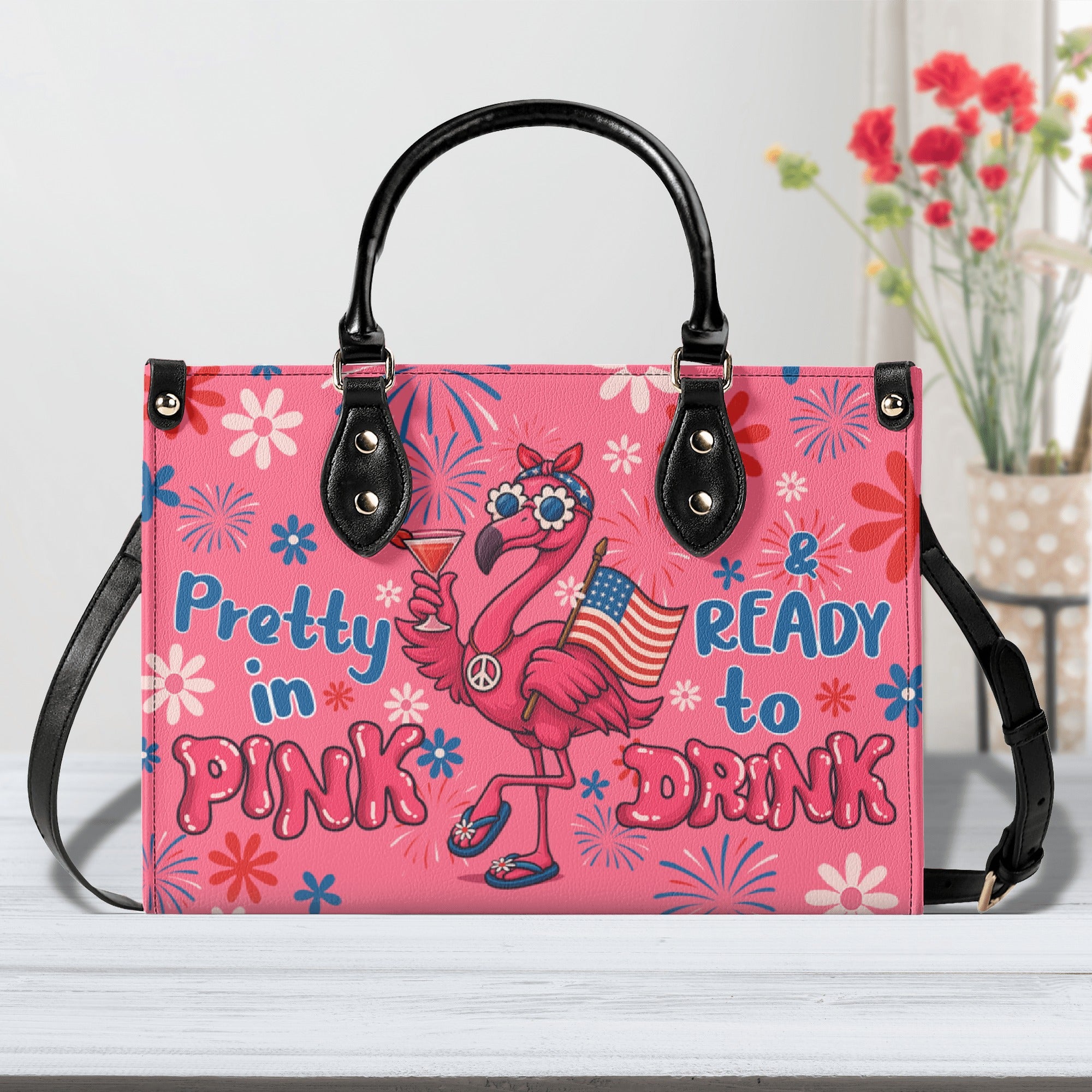 PRETTY IN PINK FLAMINGO LEATHER HANDBAG - TYQY1305259
