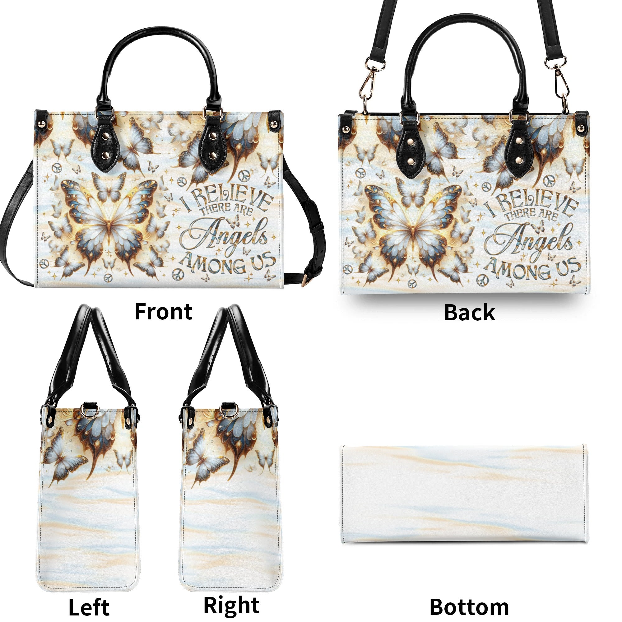 I BELIEVE THERE ARE ANGELS AMONG US BUTTERFLY   LEATHER HANDBAG - TLNO1110244