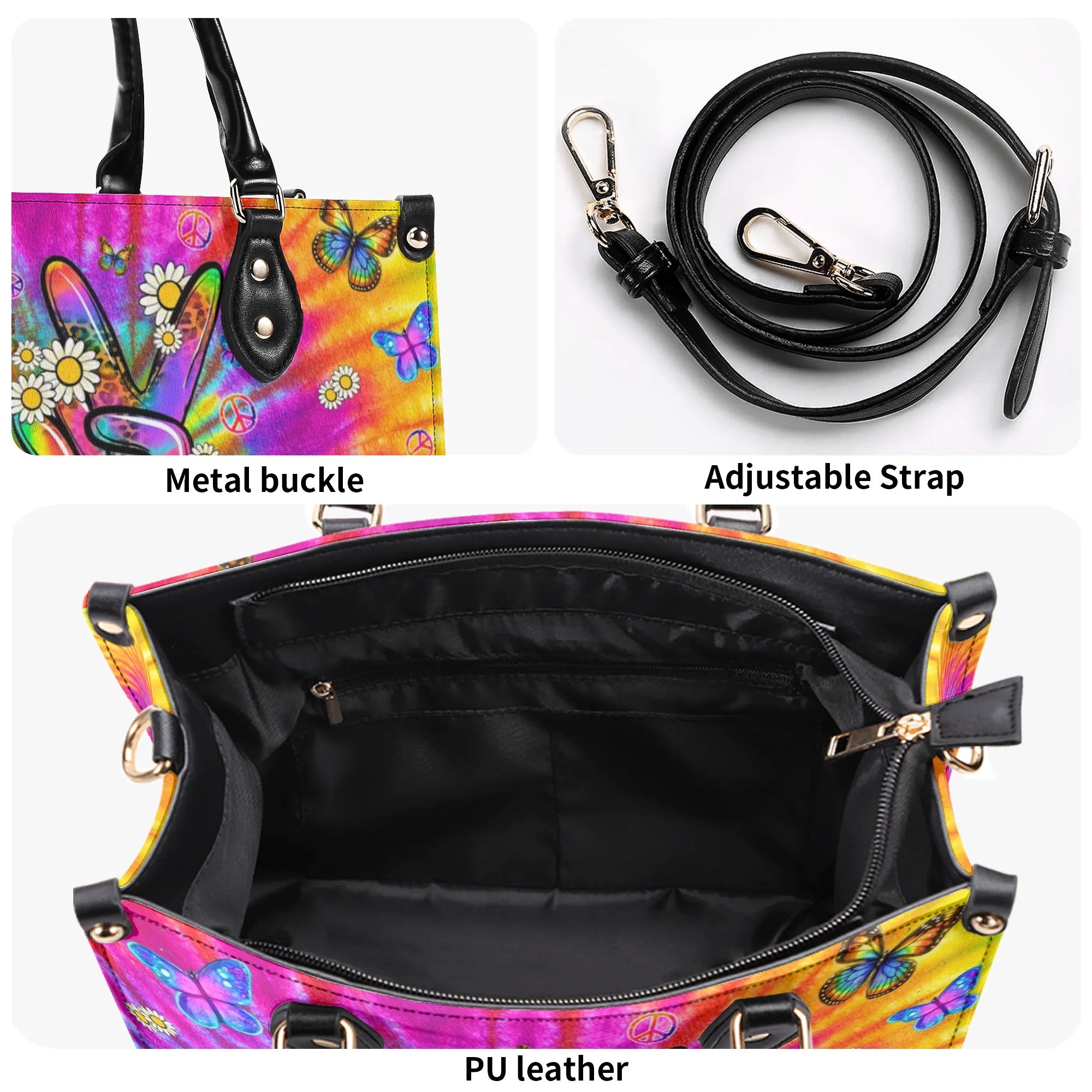 PEACE OUT TIE DYE LEATHER HANDBAG - TLNZ1608244