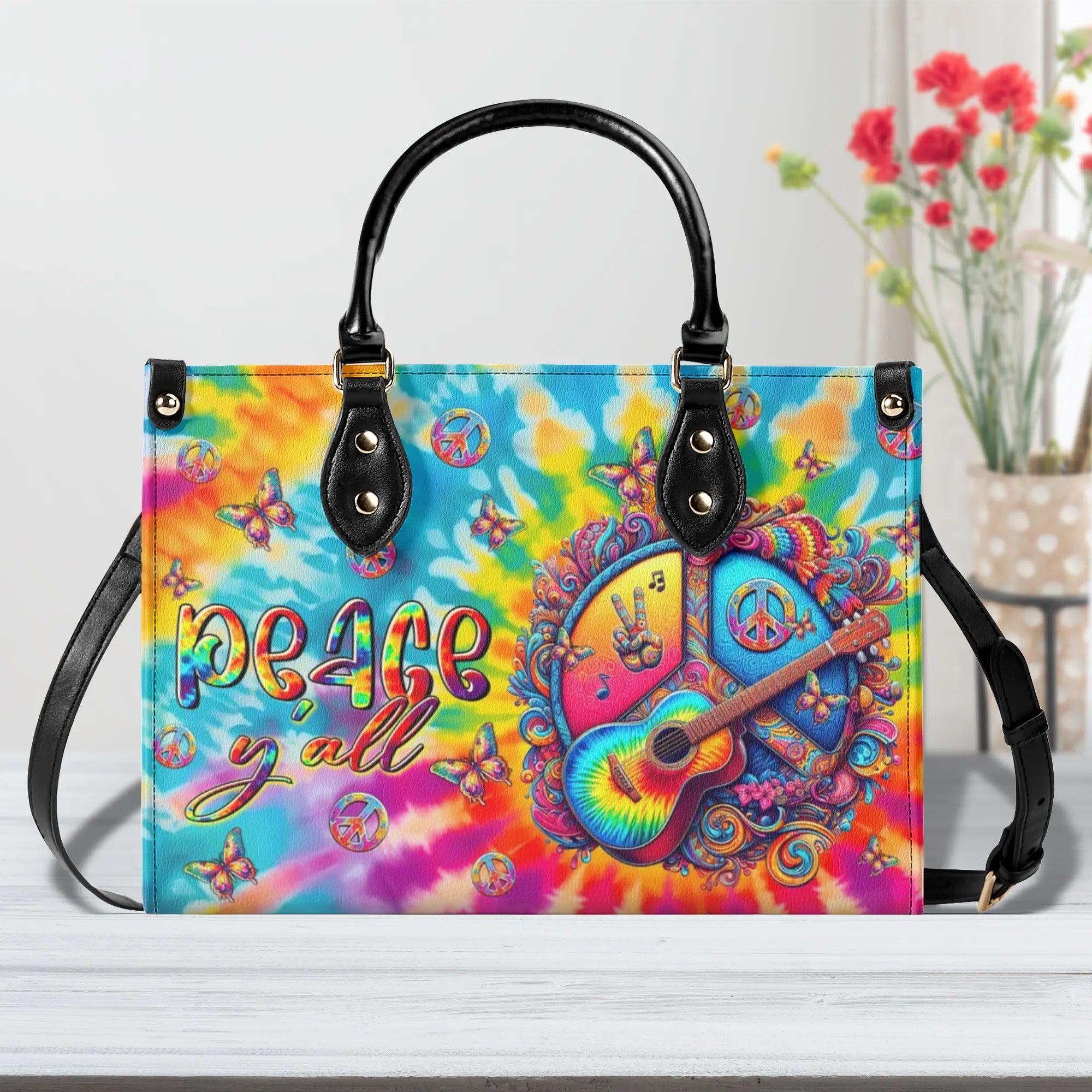 PEACE Y' ALL TIE DYE LEATHER HANDBAG - TLTR0507245