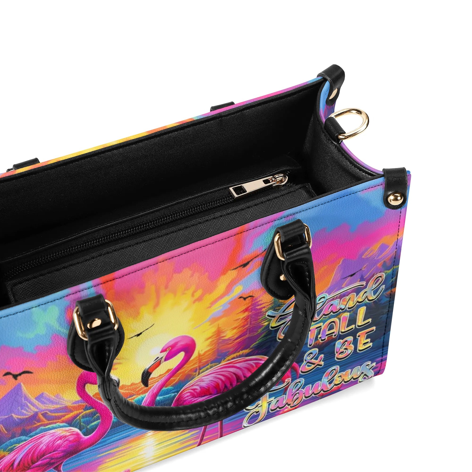 STAND TALL BE FABULOUS FLAMINGO LEATHER HANDBAG - YHHN1007242