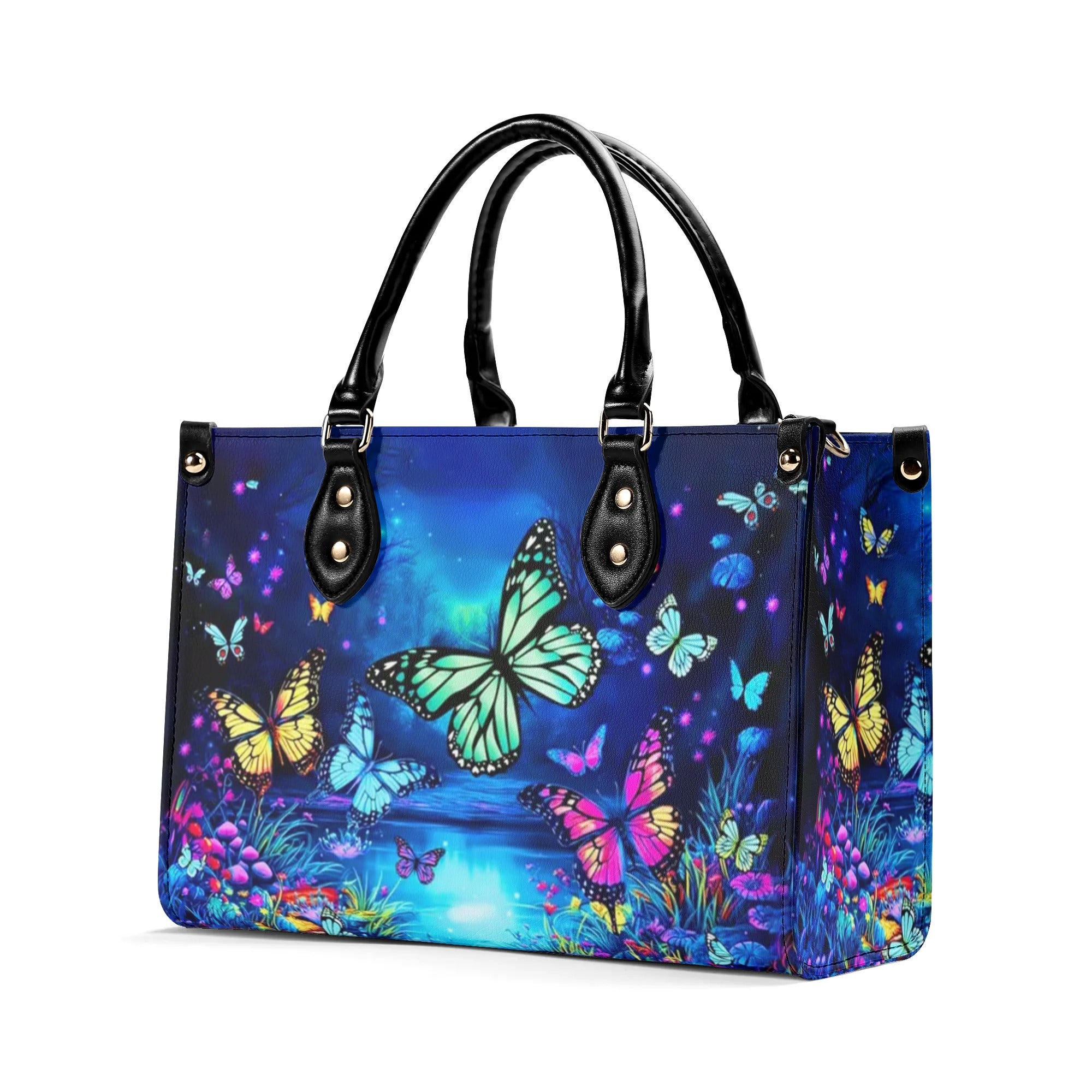 GLOWING BUTTERFLY POND LEATHER HANDBAG - YHHN2708241