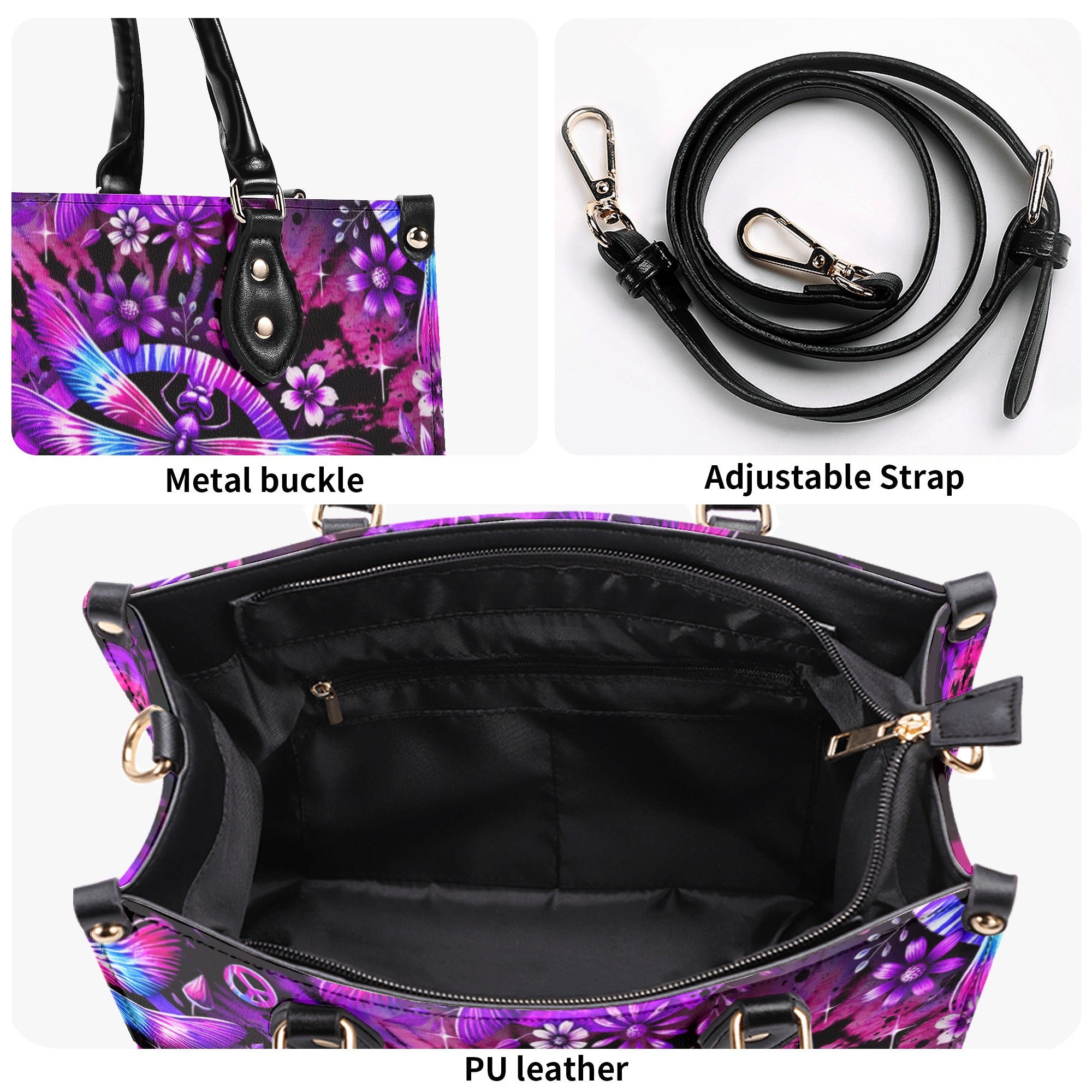 TIE DYE DRAGONFLY PEACE LEATHER HANDBAG - YHLT1912244