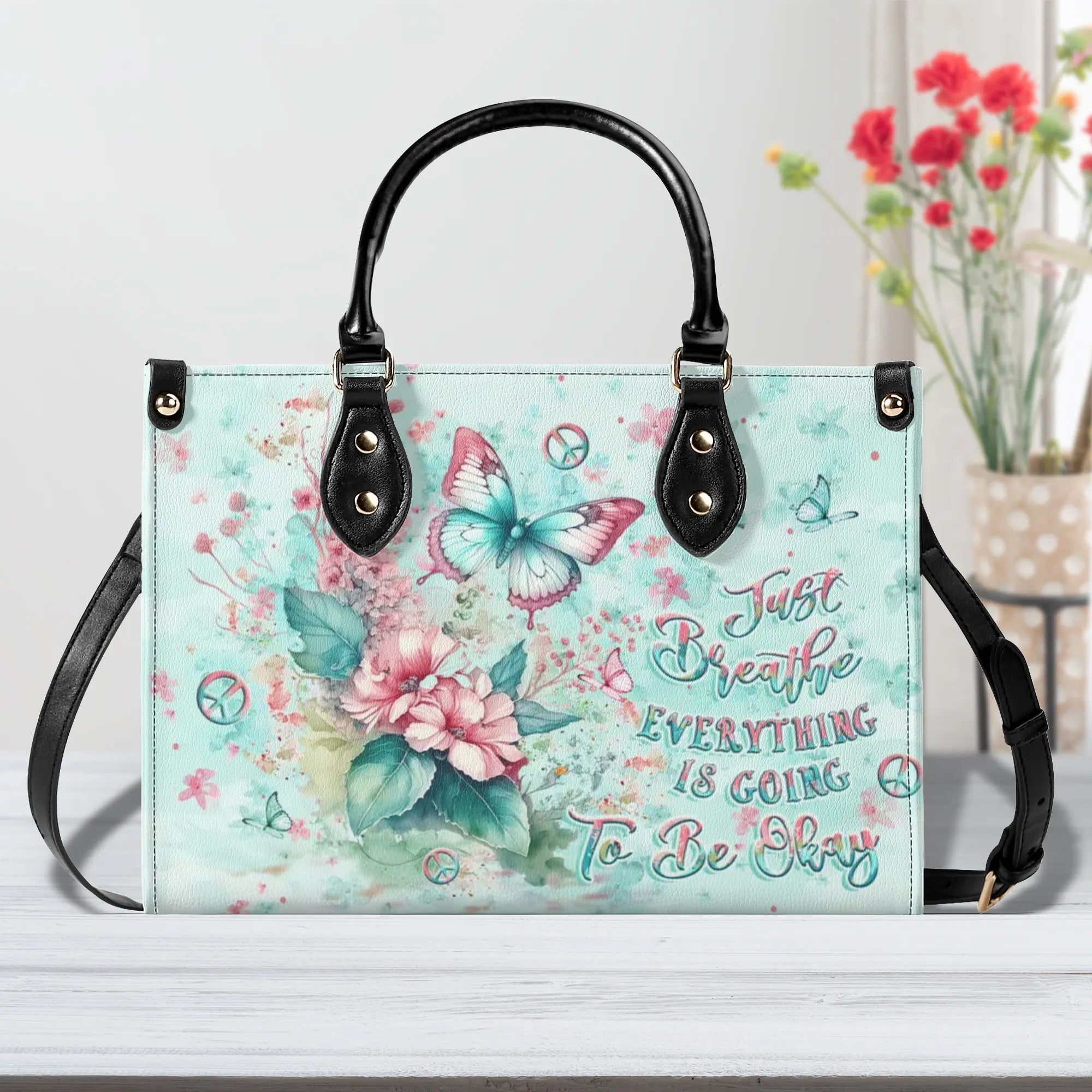 JUST BREATHE BUTTERFLY LEATHER HANDBAG - YHLT0807244