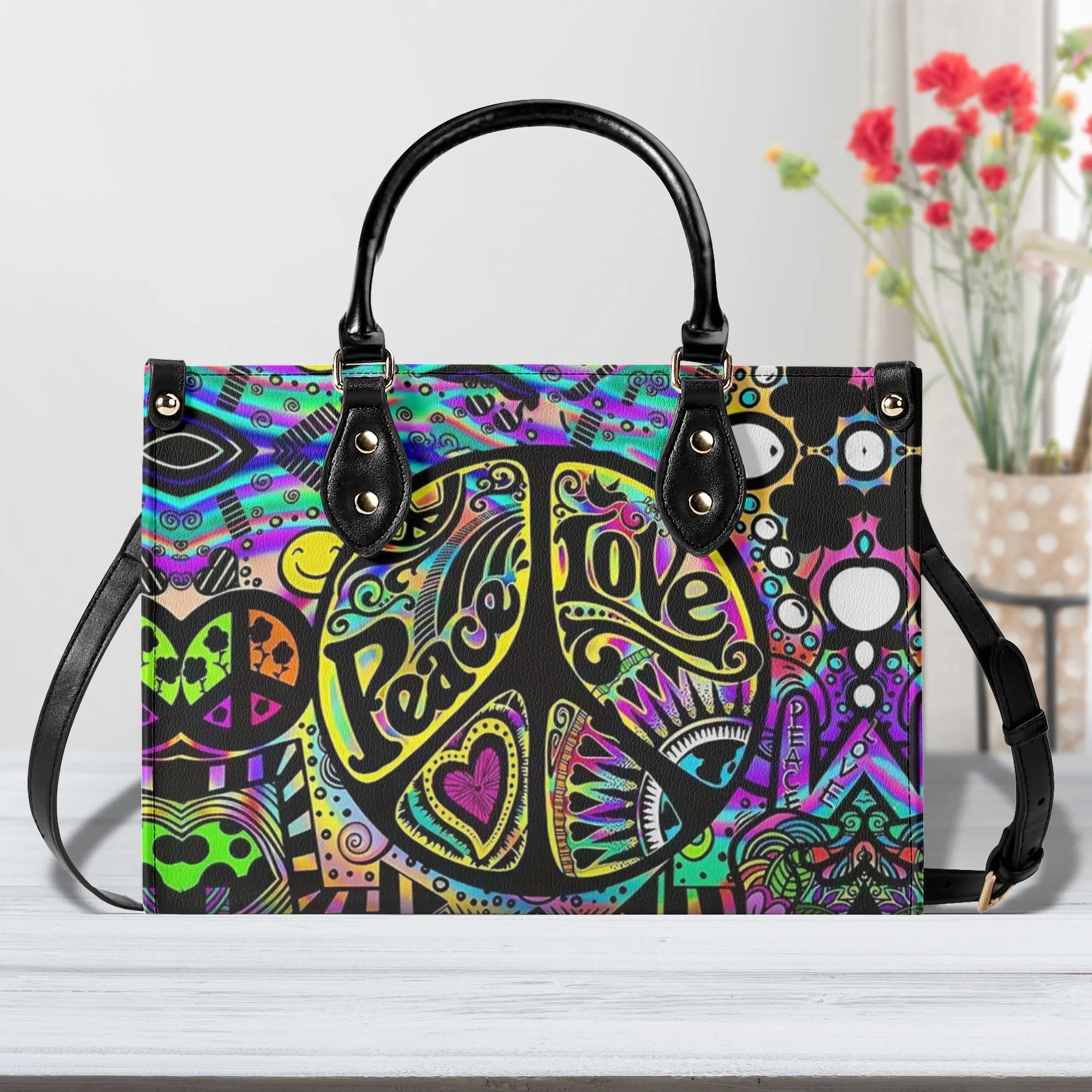 PEACE LOVE HIPPIE LEATHER HANDBAG - YHHG2808241