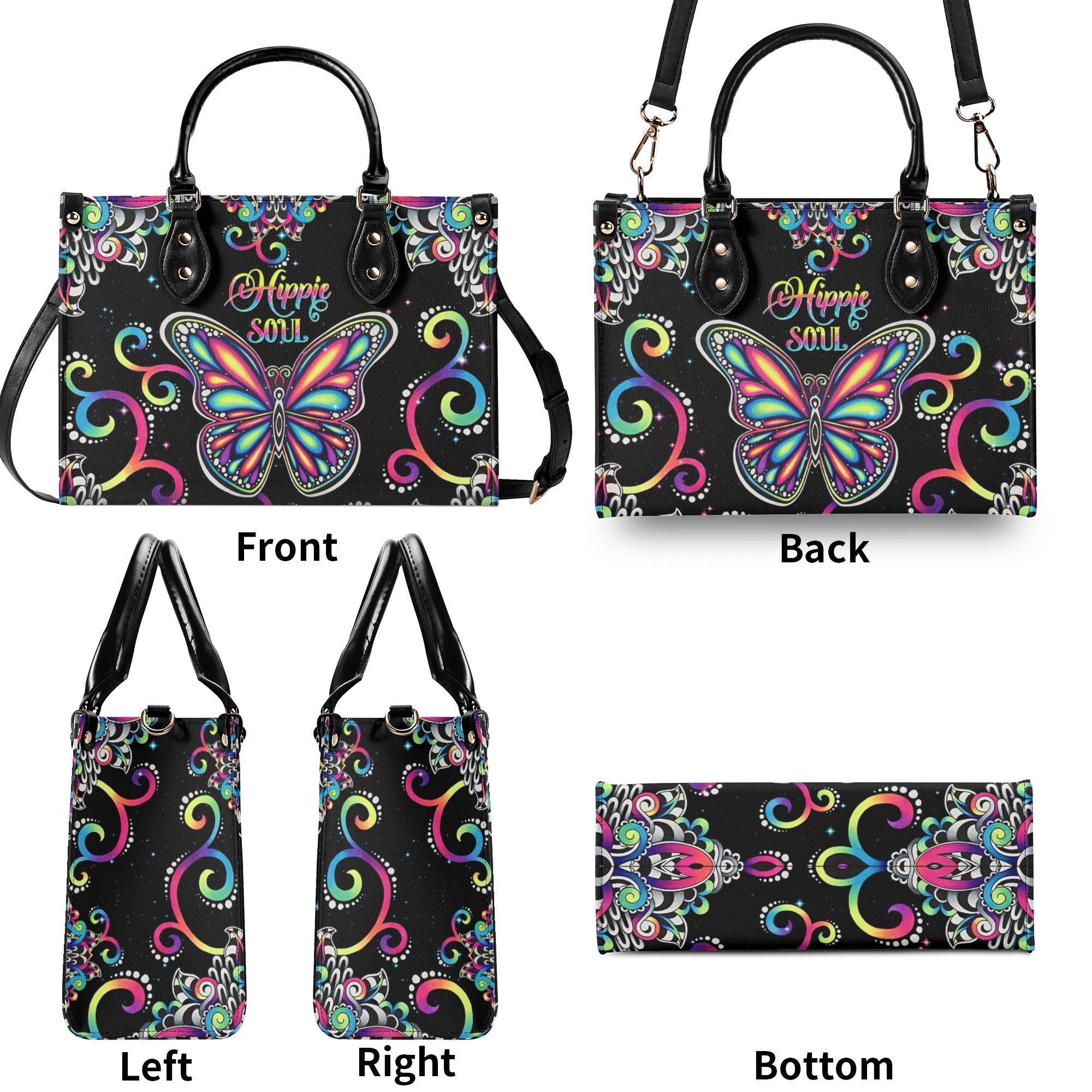 HIPPIE SOUL BUTTERFLY COLORFUL LEATHER HANDBAG - TLNT0411245