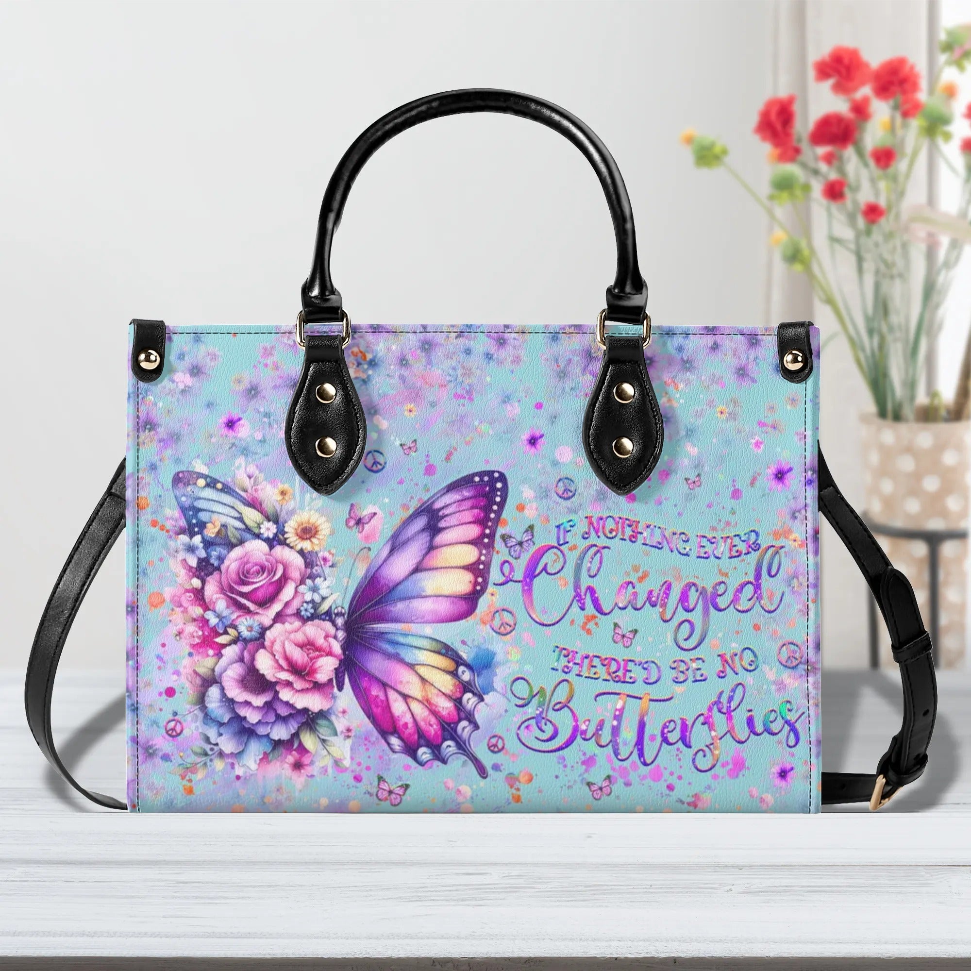 IF NOTHING EVER CHANGED BUTTERFLY LEATHER HANDBAG - YHHG1607244