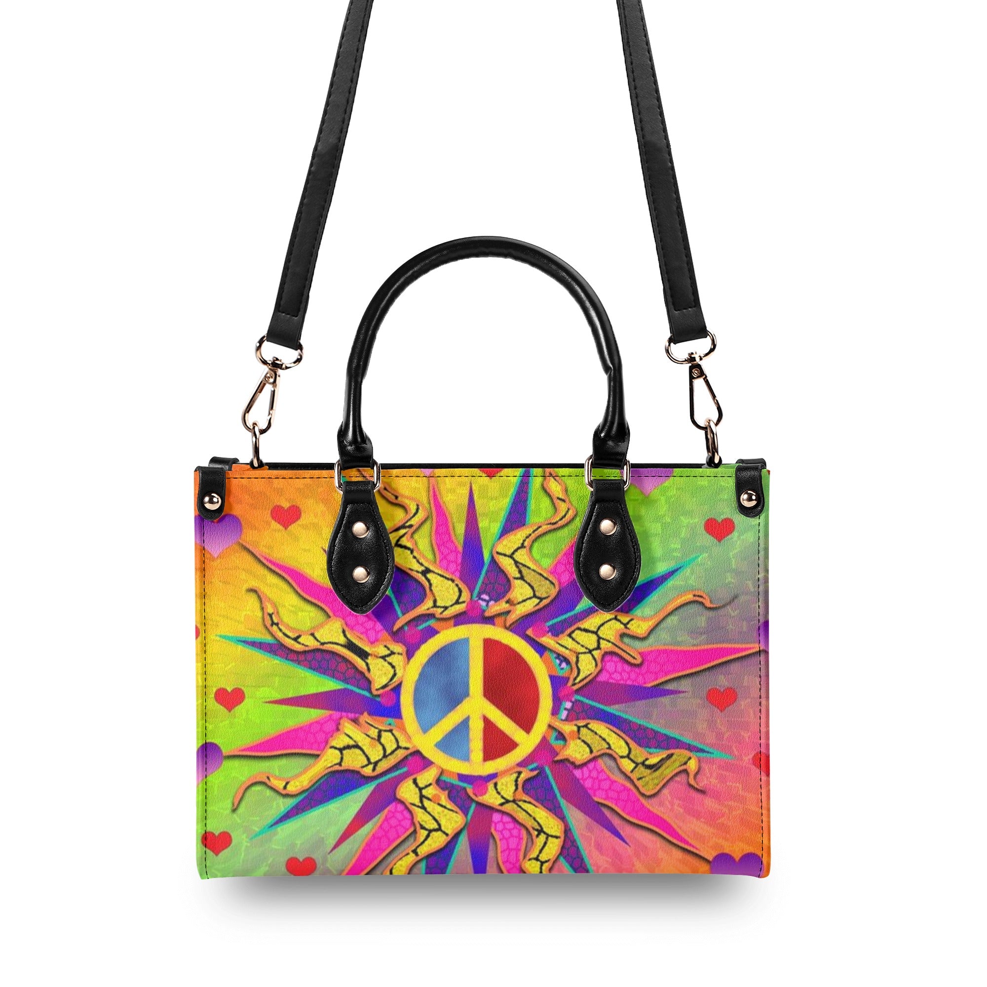 COLORFUL PEACE SYMBOL LEATHER HANDBAG - YHLT2111244