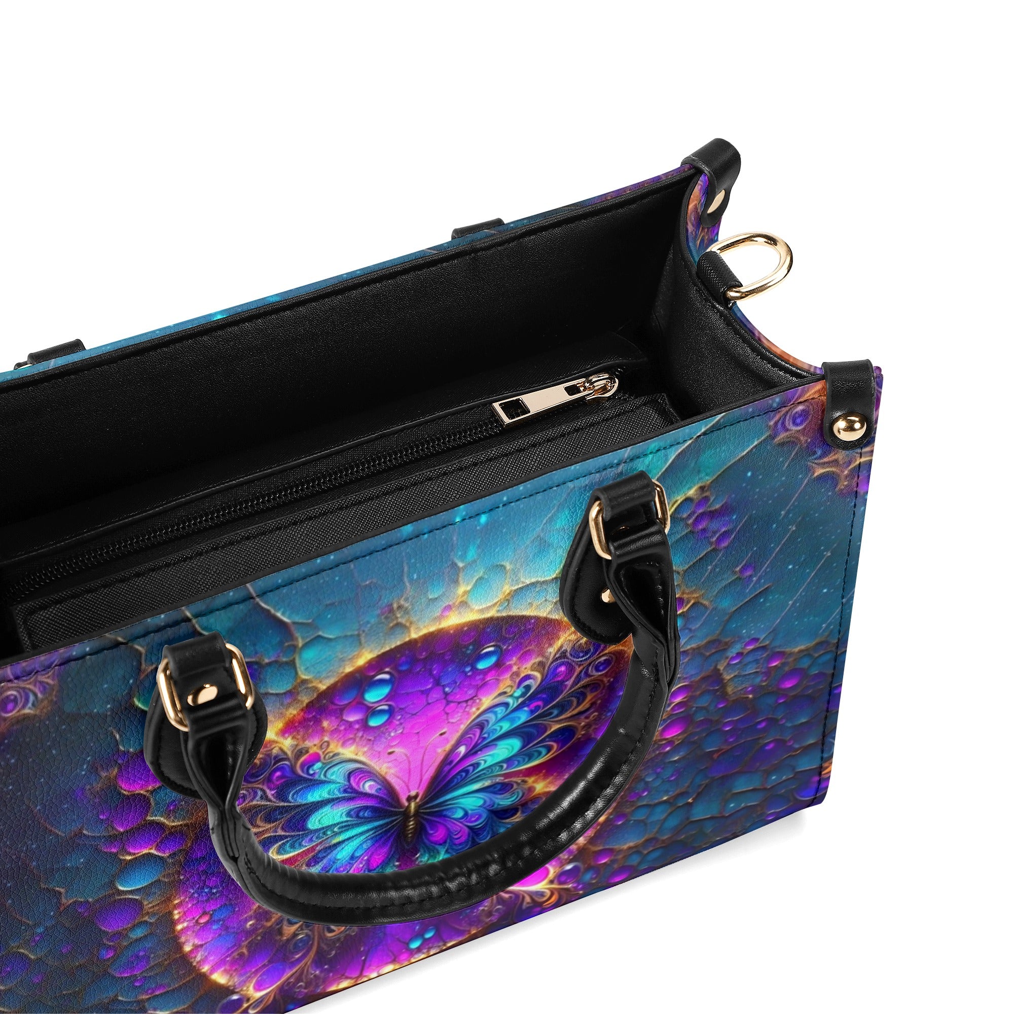 COLORFUL GLOWING BUTTERFLY LEATHER HANDBAG - YHHN2012244