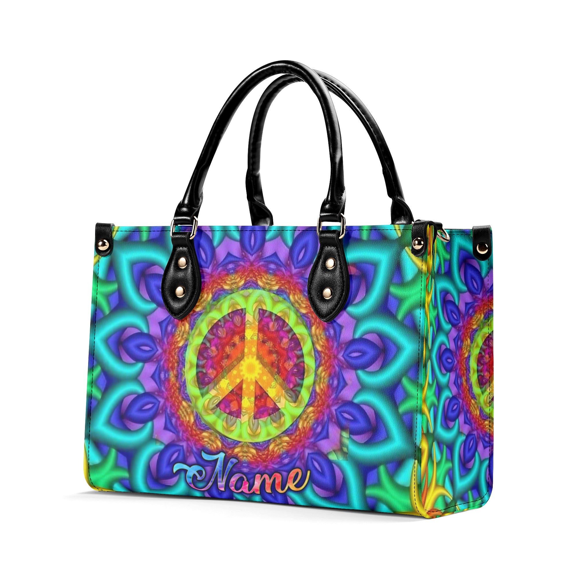 PSYCHEDELIC PEACE HIPPIE LEATHER HANDBAG - YHLN2811244