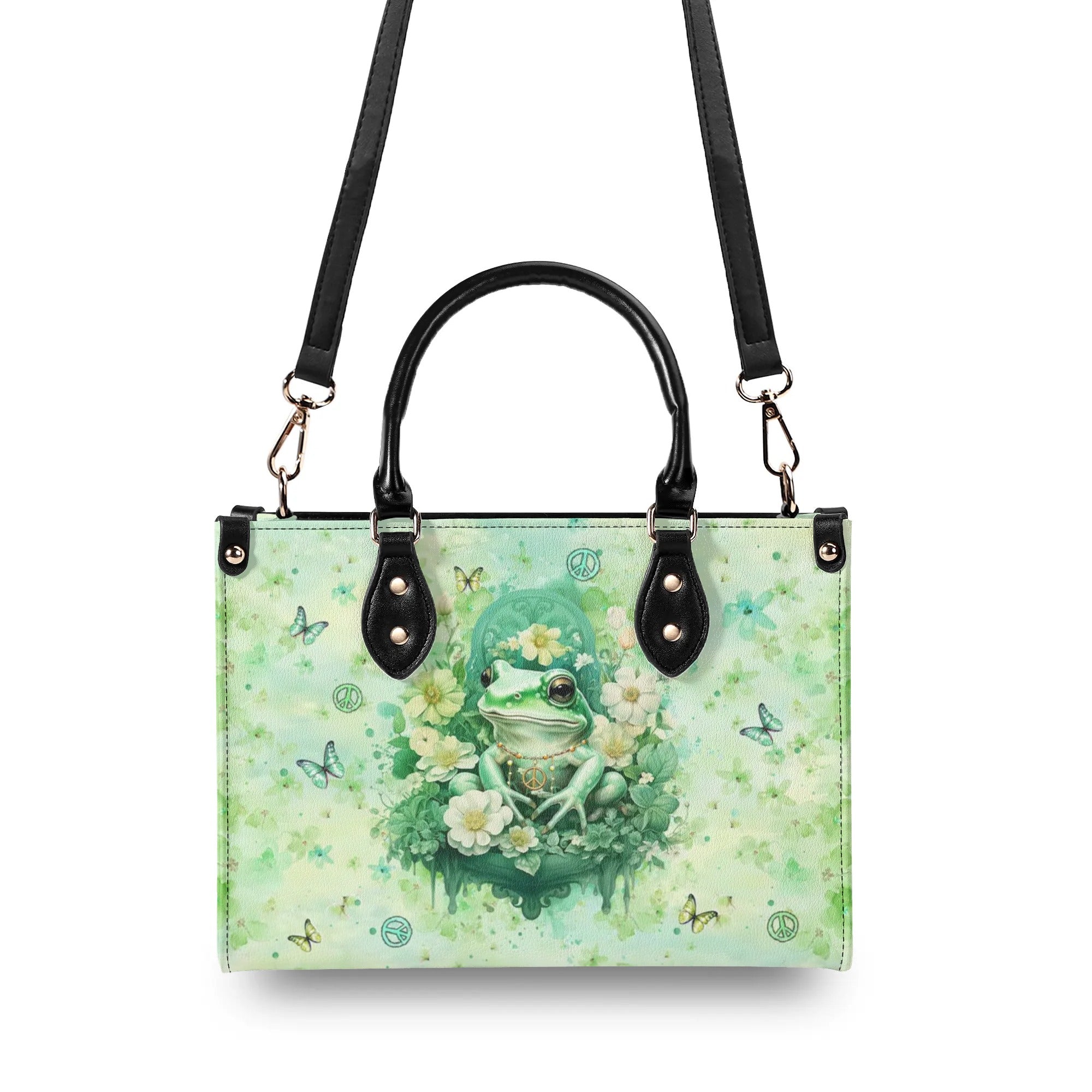 SOME GIRLS ARE JUST BORN WITH HIPPIE SOULS FROG LEATHER HANDBAG - YHLT2607243