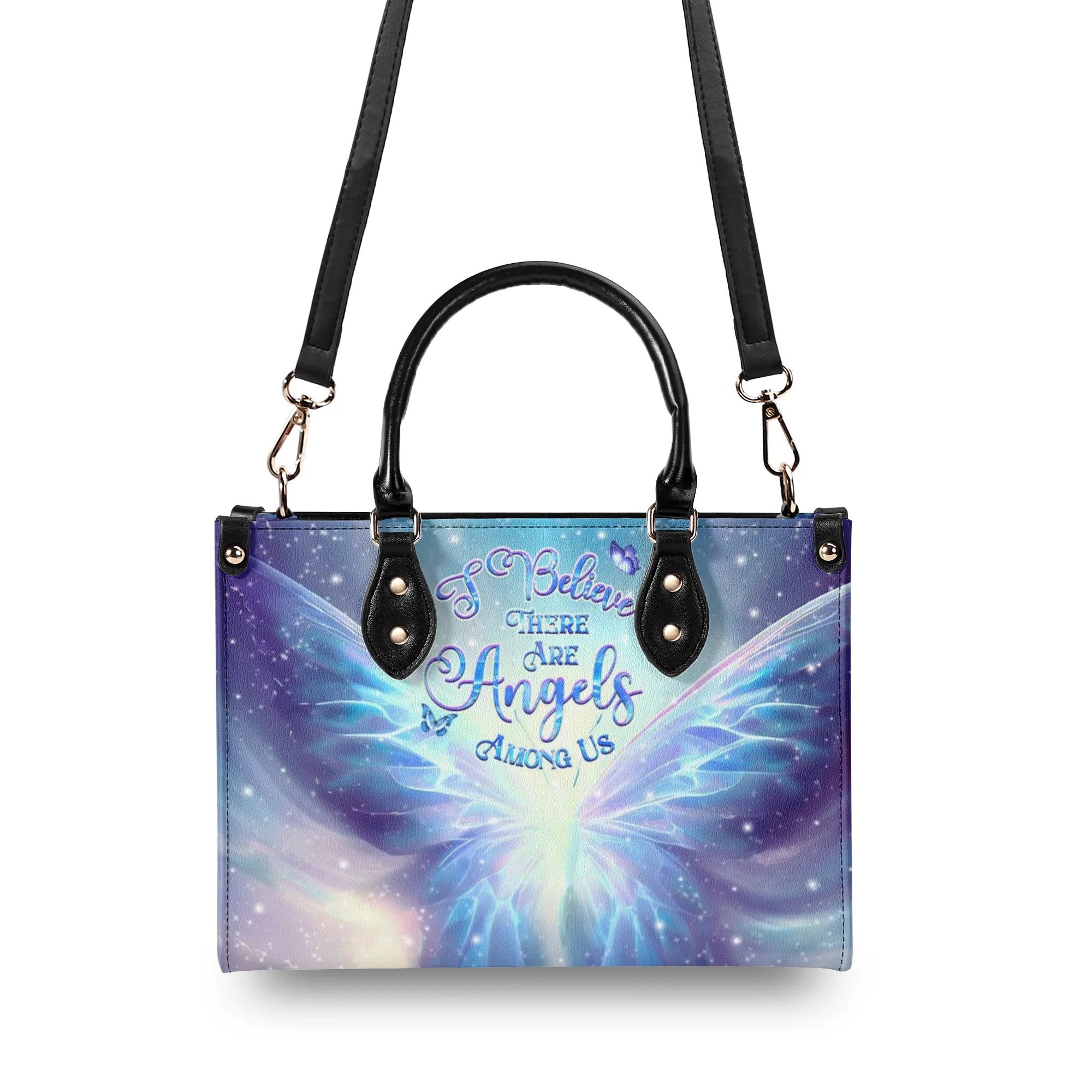 I BELIEVE THERE ARE ANGELS AMONG US LEATHER HANDBAG - YHHG0907242