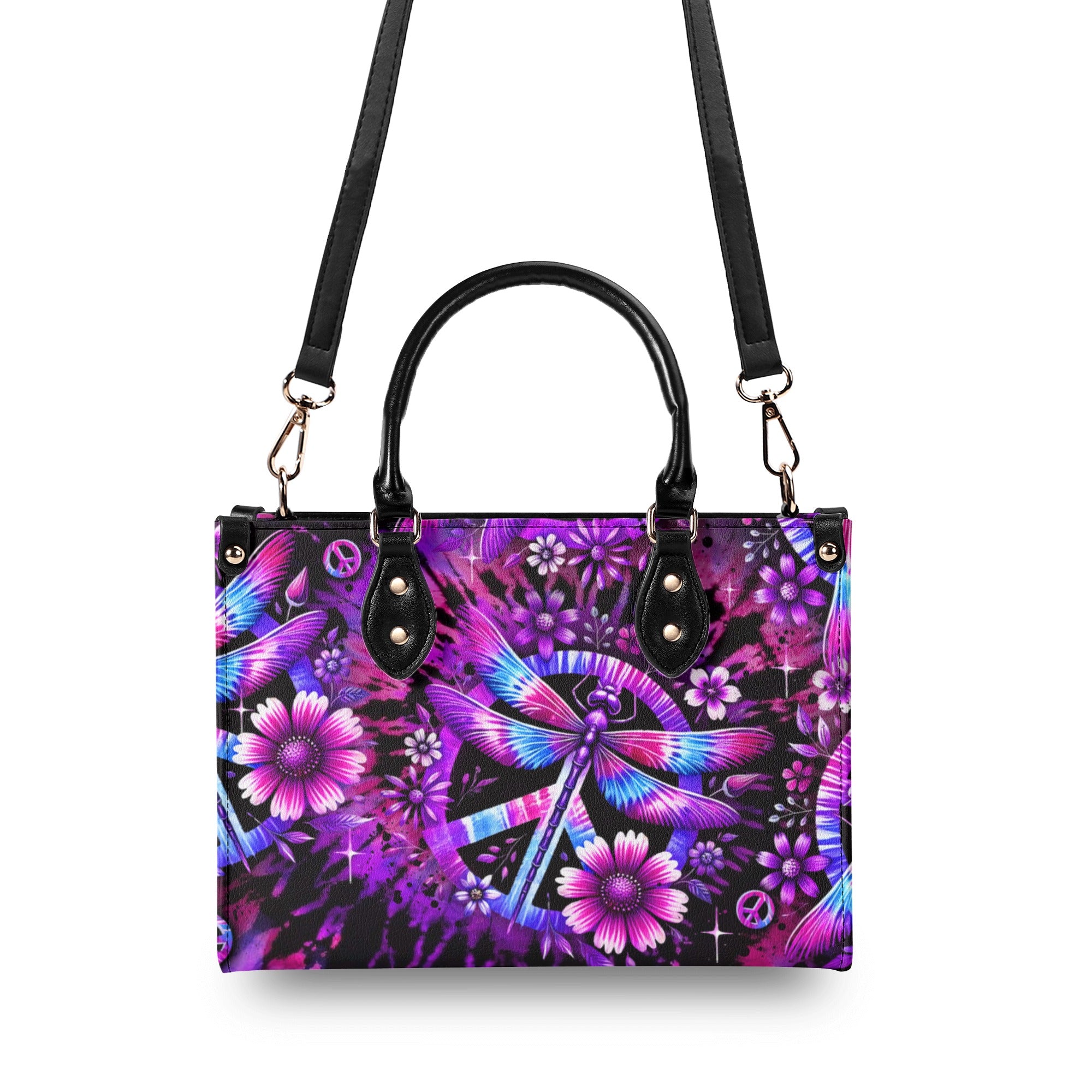 TIE DYE DRAGONFLY PEACE LEATHER HANDBAG - YHLT1912244