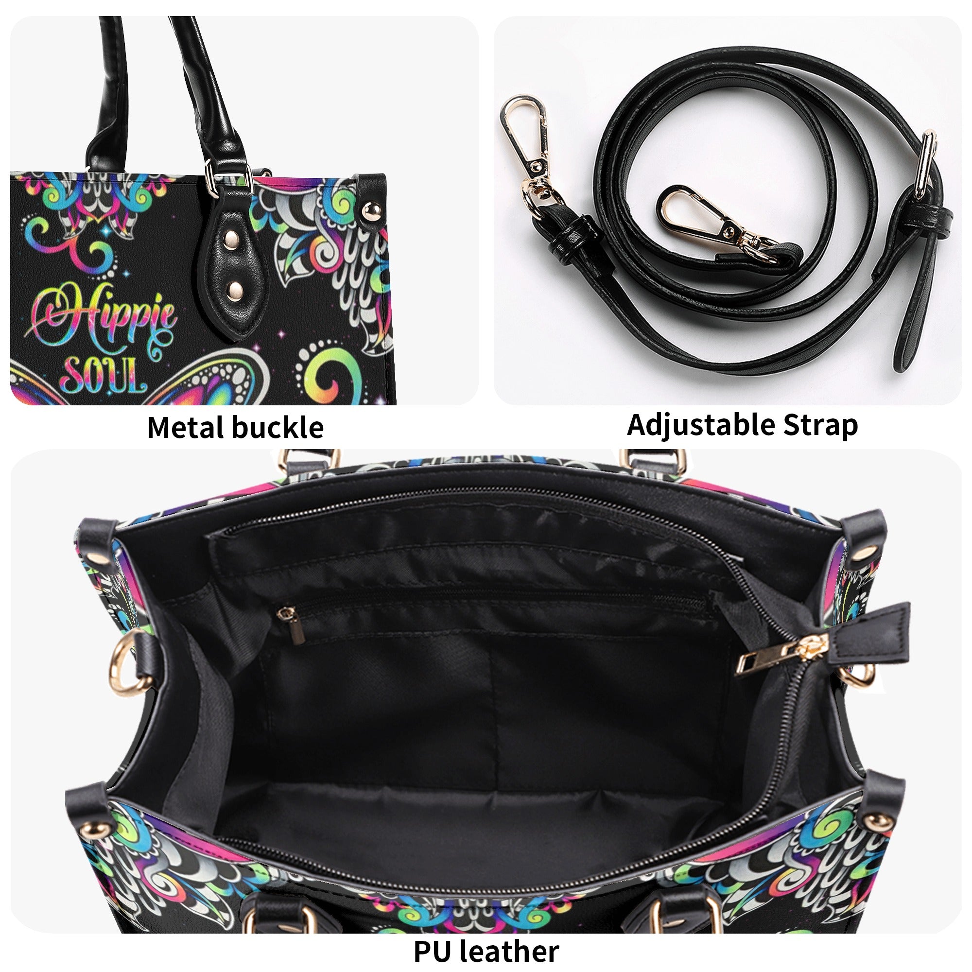 HIPPIE SOUL BUTTERFLY COLORFUL LEATHER HANDBAG - TLNT0411245