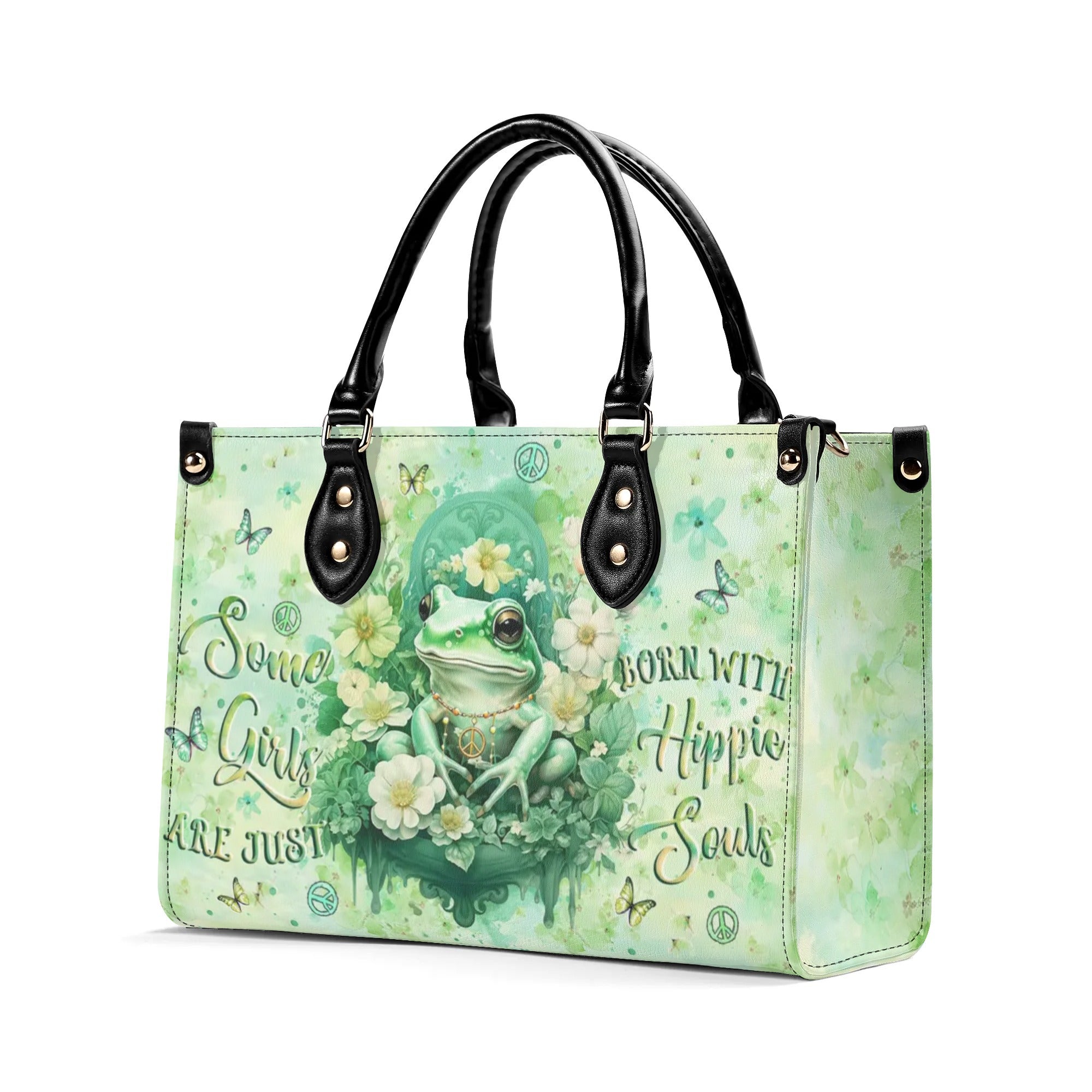 SOME GIRLS ARE JUST BORN WITH HIPPIE SOULS FROG LEATHER HANDBAG - YHLT2607243