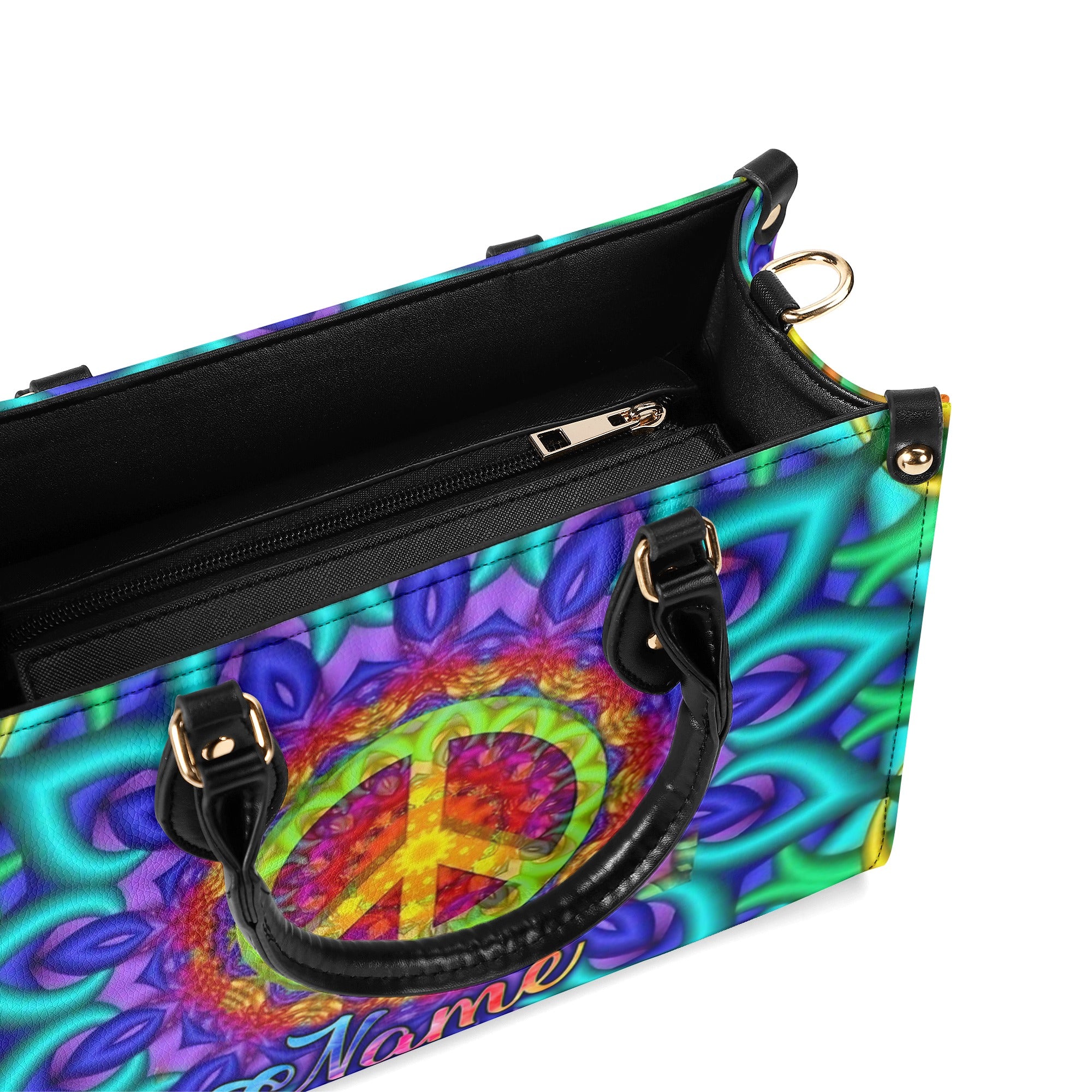 PSYCHEDELIC PEACE HIPPIE LEATHER HANDBAG - YHLN2811244