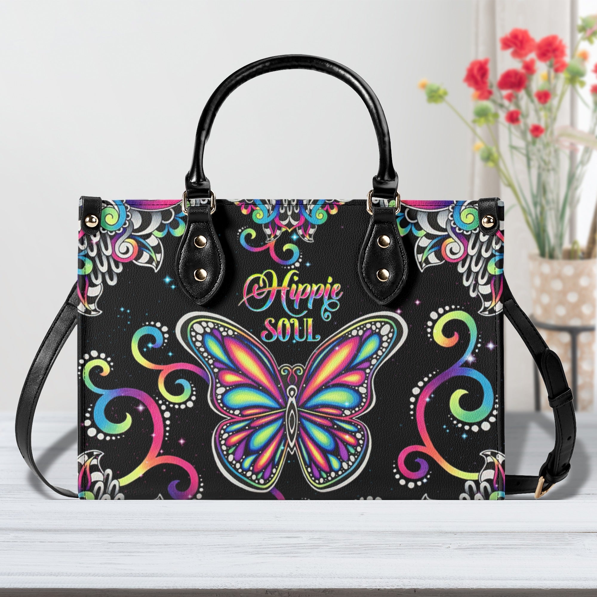 HIPPIE SOUL BUTTERFLY COLORFUL LEATHER HANDBAG - TLNT0411245