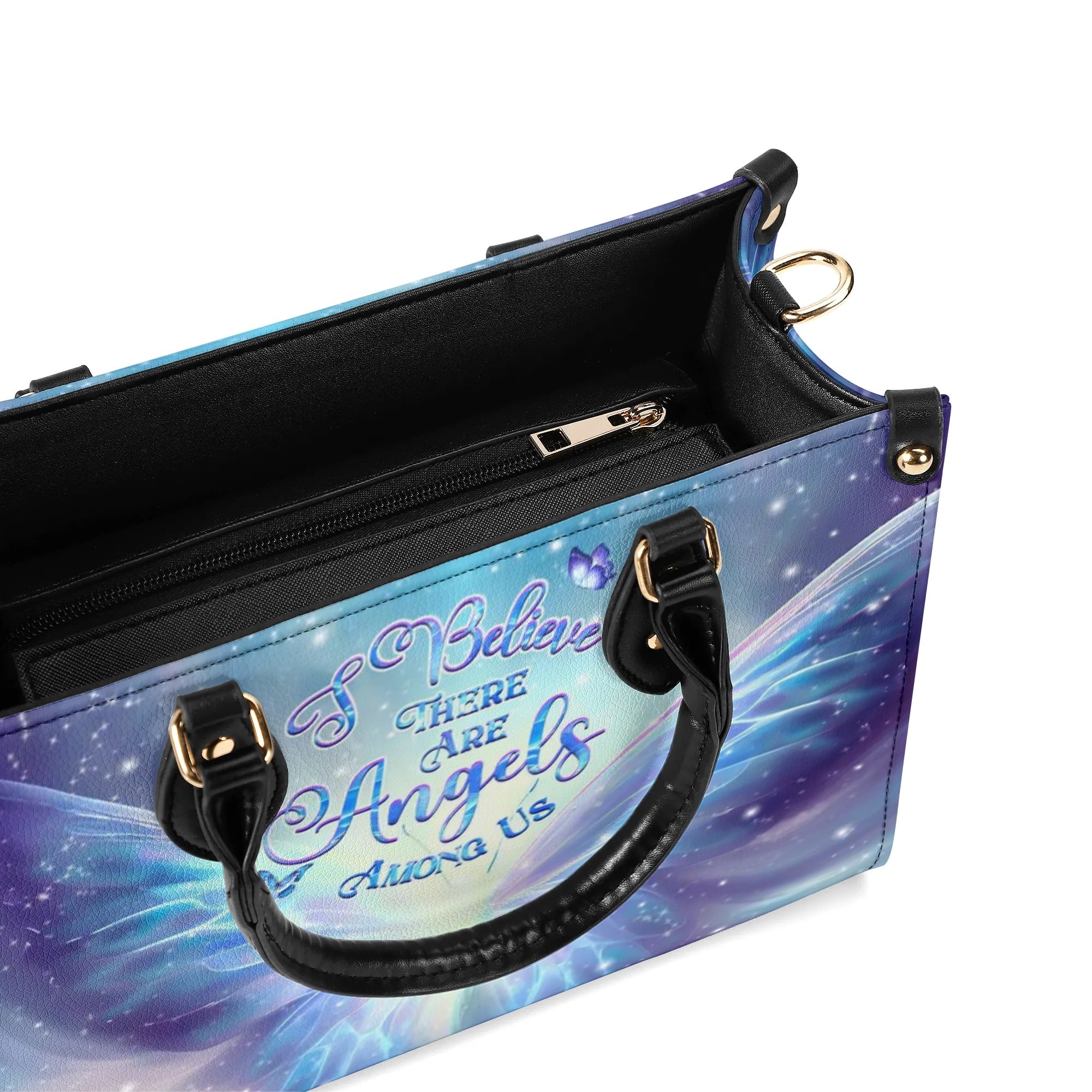 I BELIEVE THERE ARE ANGELS AMONG US LEATHER HANDBAG - YHHG0907242