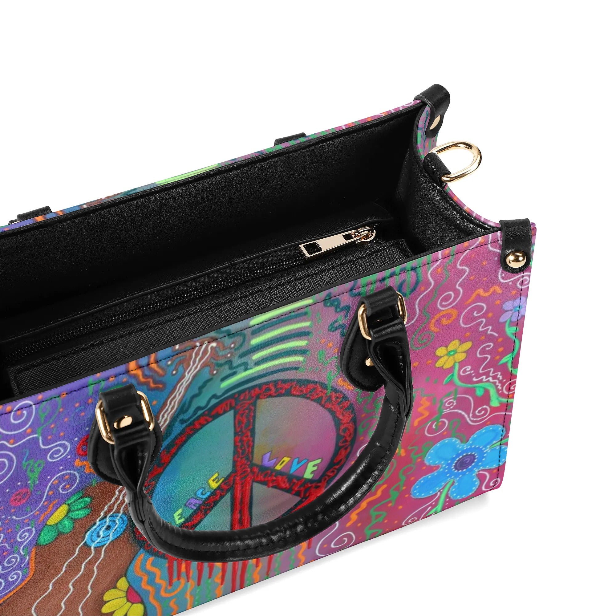 PEACE LOVE HIPPIE LEATHER HANDBAG - YHDU2409244