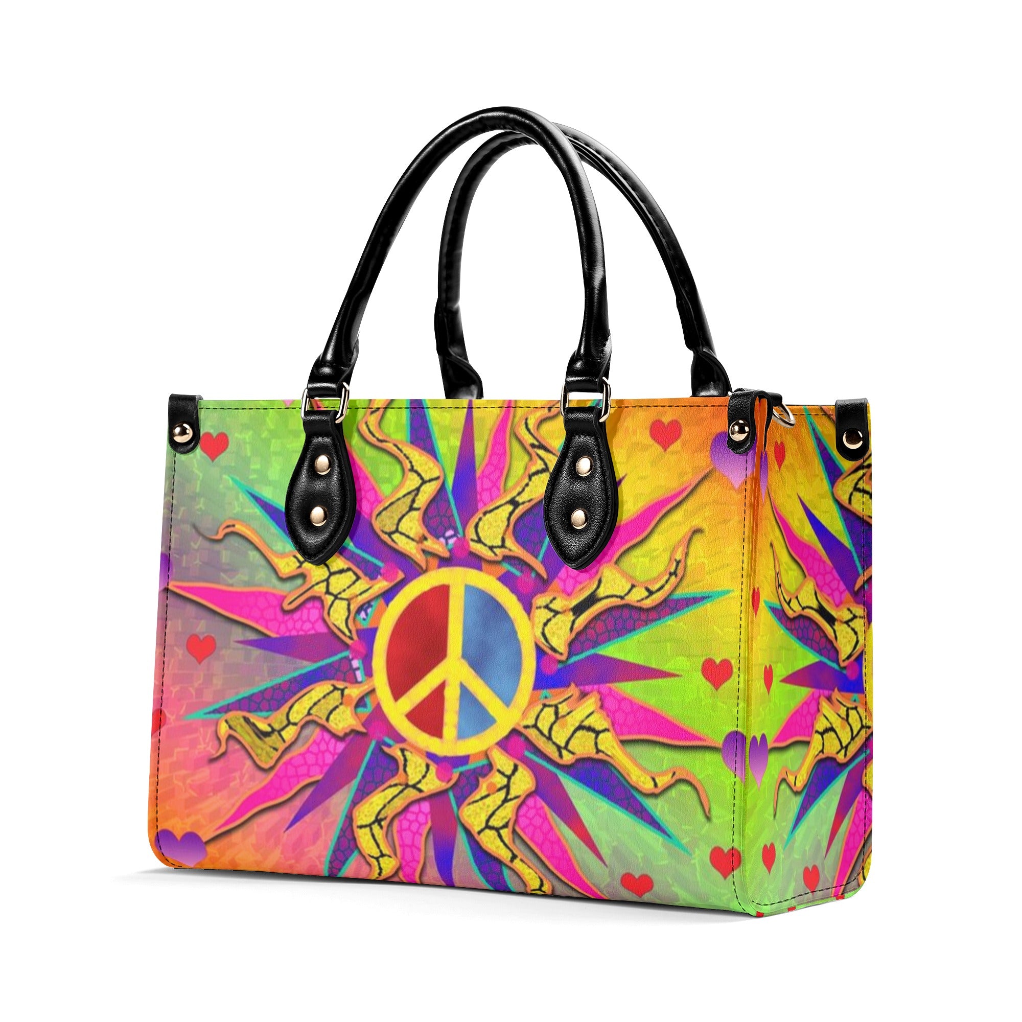 COLORFUL PEACE SYMBOL LEATHER HANDBAG - YHLT2111244