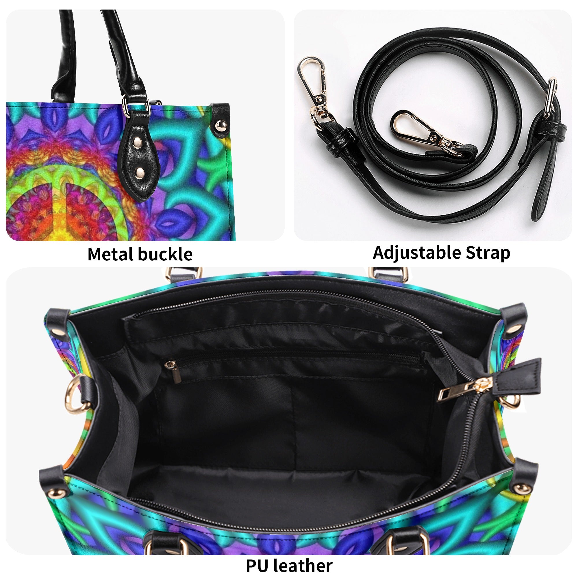 PSYCHEDELIC PEACE HIPPIE LEATHER HANDBAG - YHLN2811244