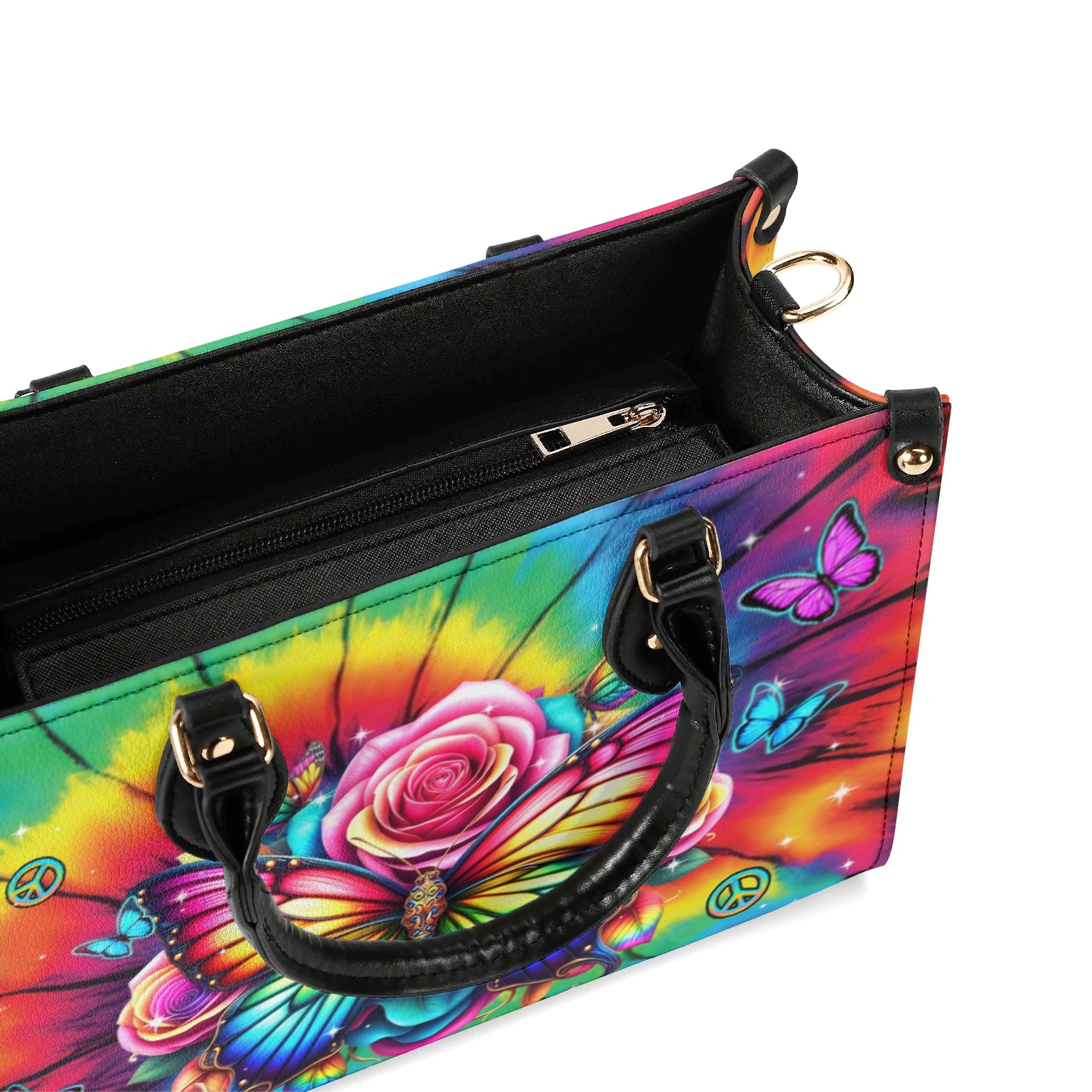 COLORFUL HIPPIE BUTTERFLY LEATHER HANDBAG - YHDU2612244