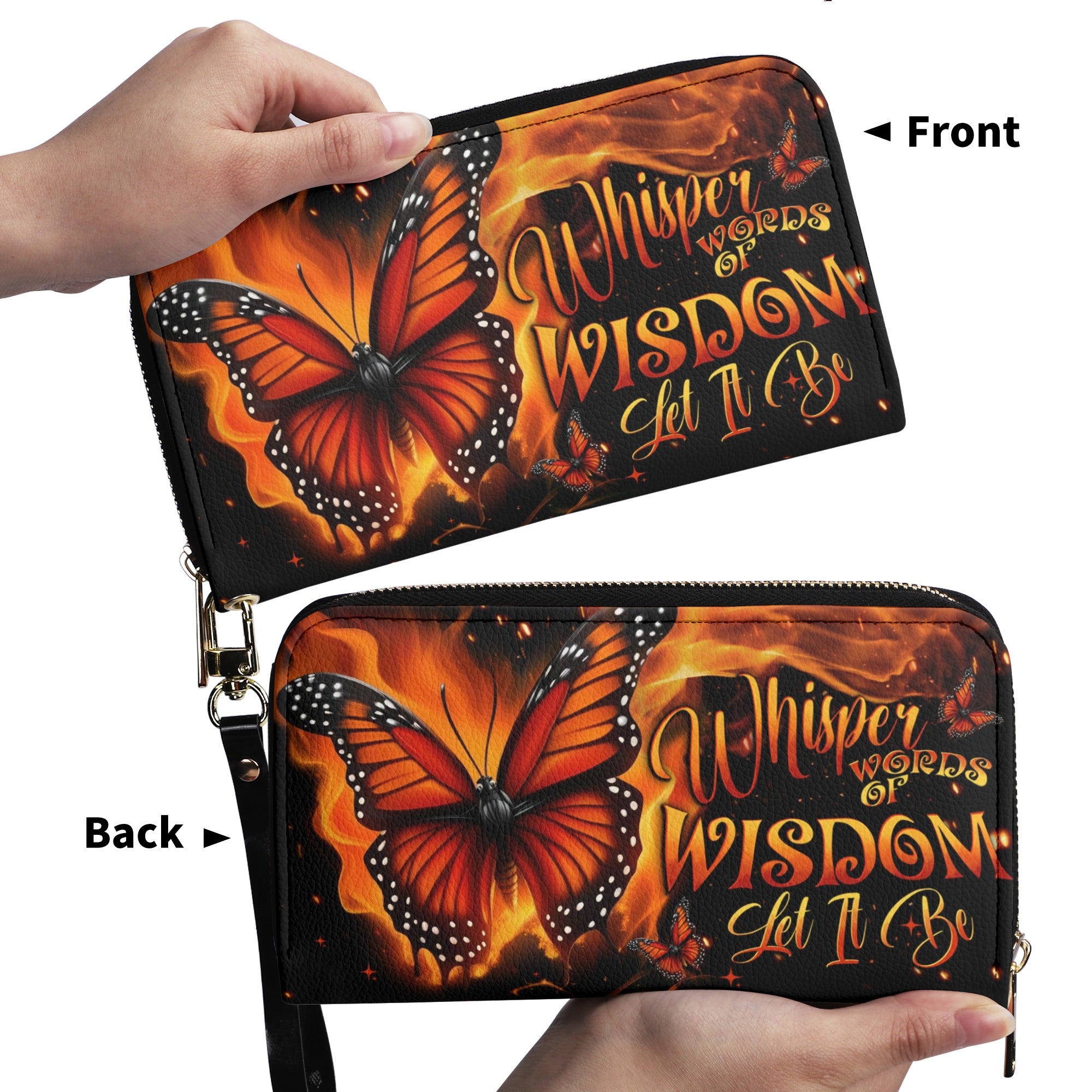 WHISPER WORDS OF WISDOM LET IT BE BUTTERFLY ZIPPER LEATHER WALLET - TYTD1510244