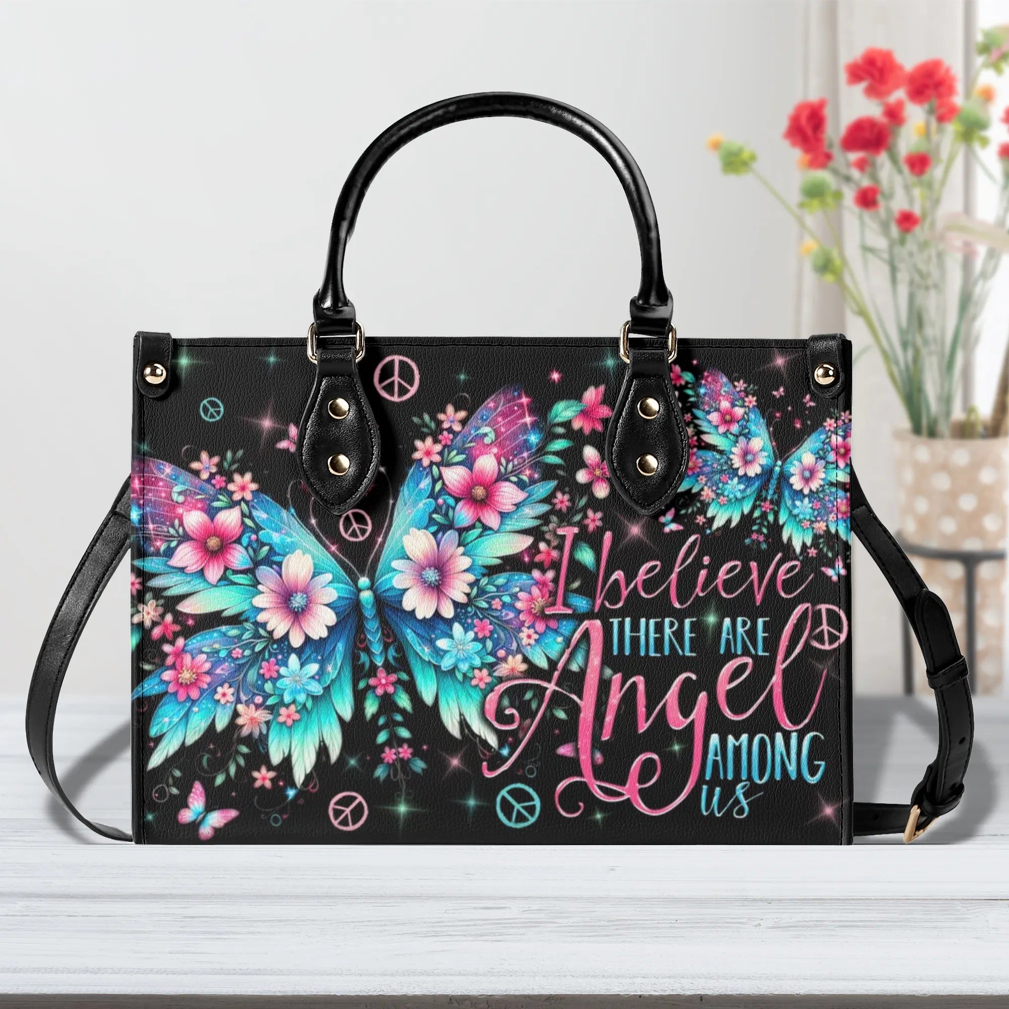I BELIEVE THERE ARE ANGELS AMONG US LEATHER HANDBAG - TYTD1306242