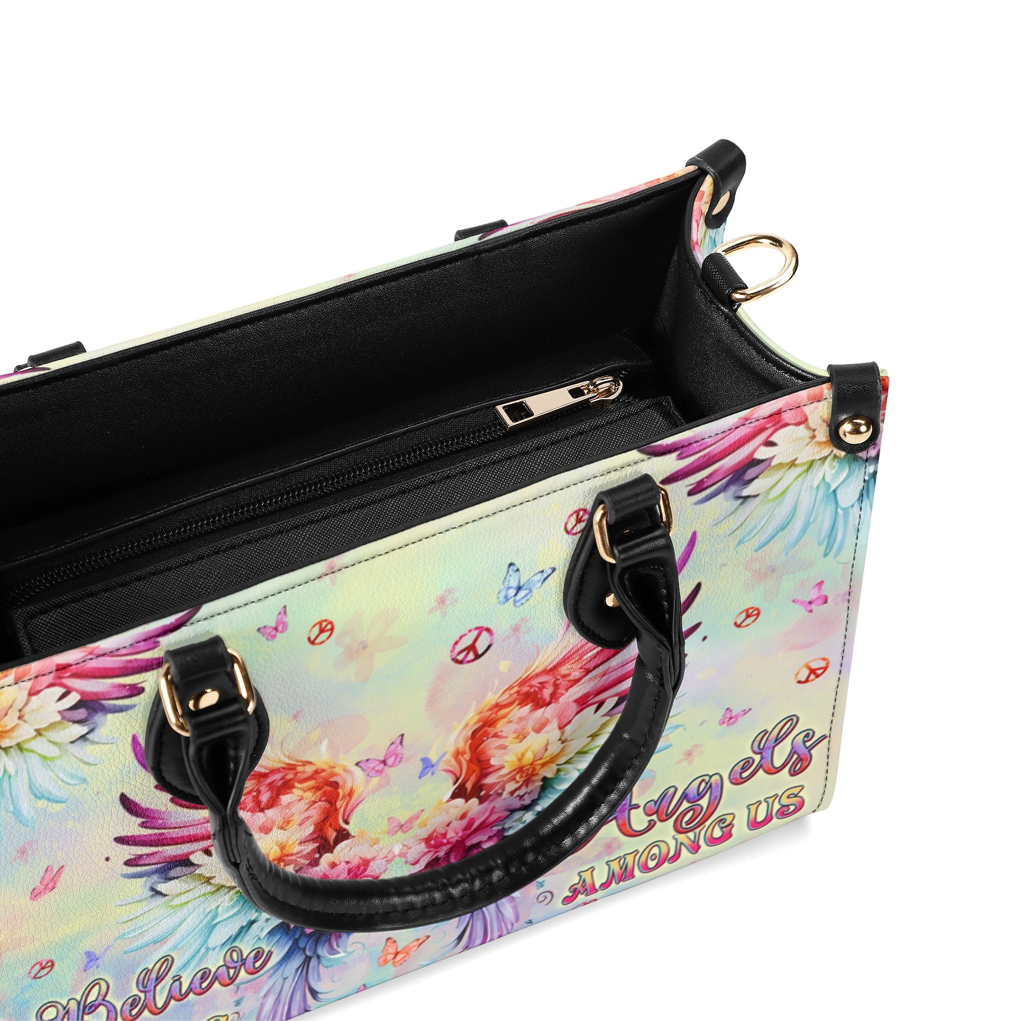 I BELIEVE THERE ARE ANGELS AMONG US WINGS LEATHER HANDBAG - TLPQ0211244