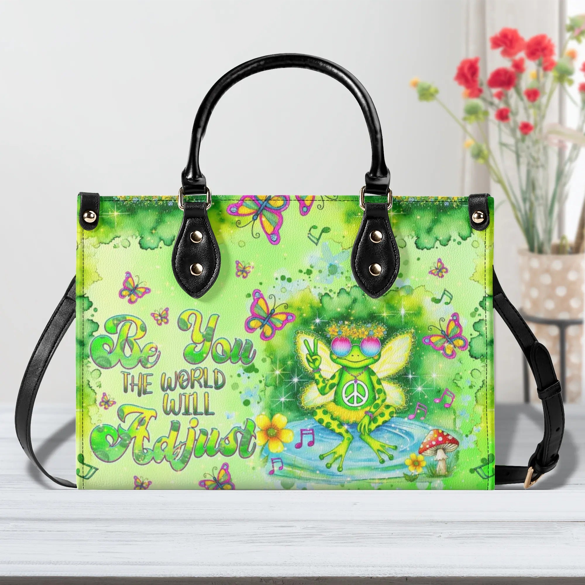 BE YOU THE WORLD WILL ADJUST FROG LEATHER HANDBAG - TLNT0909244