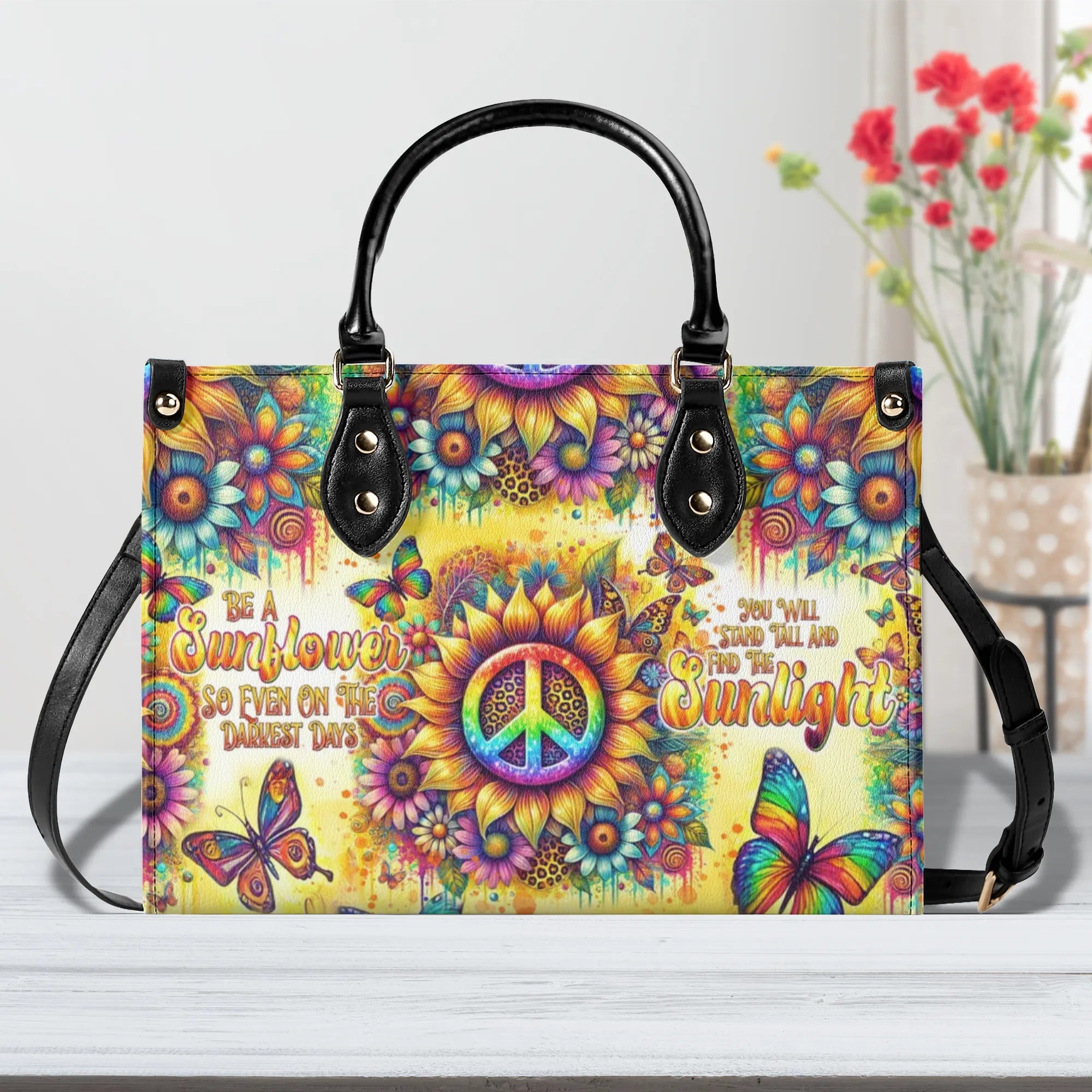 BE A SUNFLOWER LEATHER HANDBAG - TLNT0508245