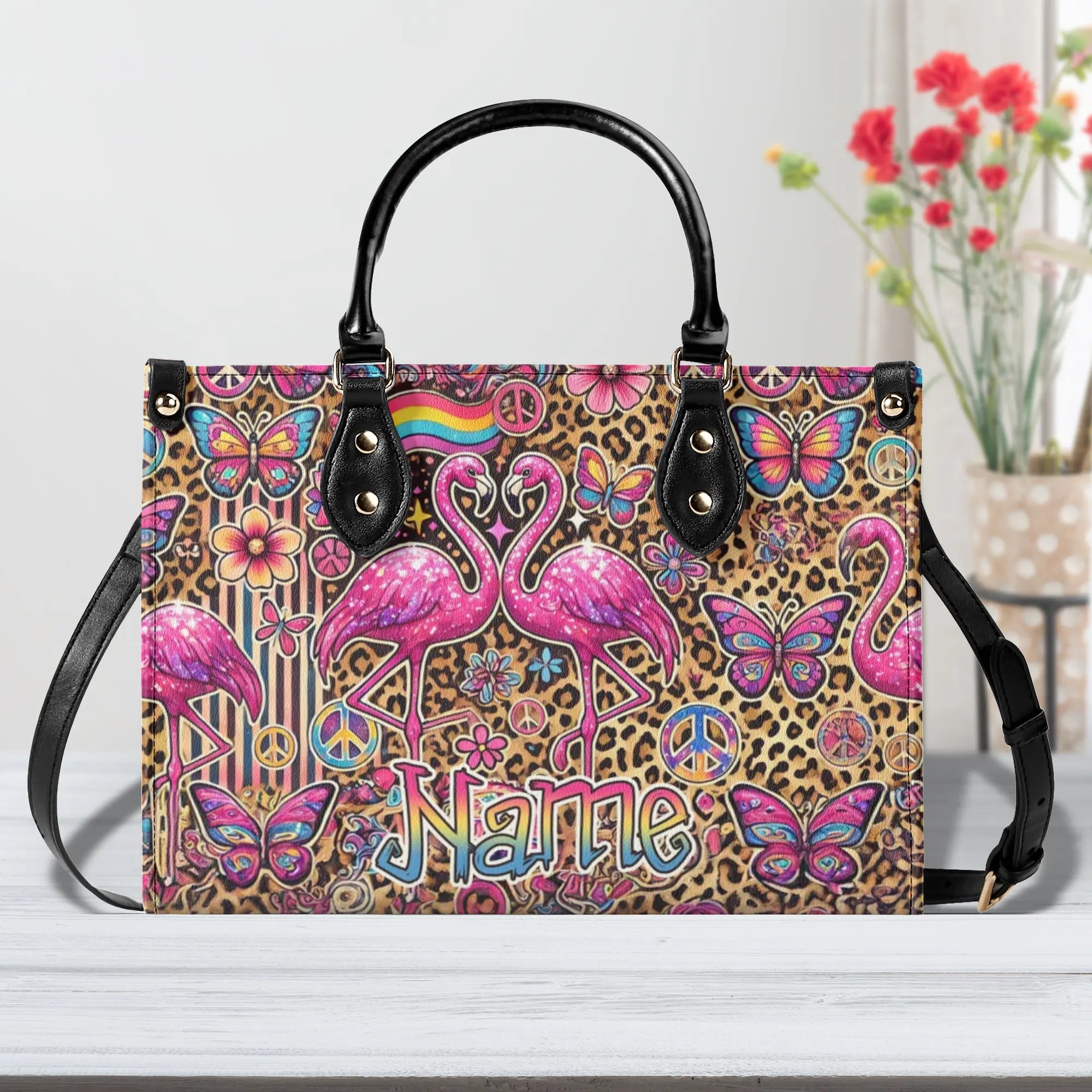 FLAMINGO HIPPIE LEOPARD PATTERN LEATHER HANDBAG - TLNZ2407244