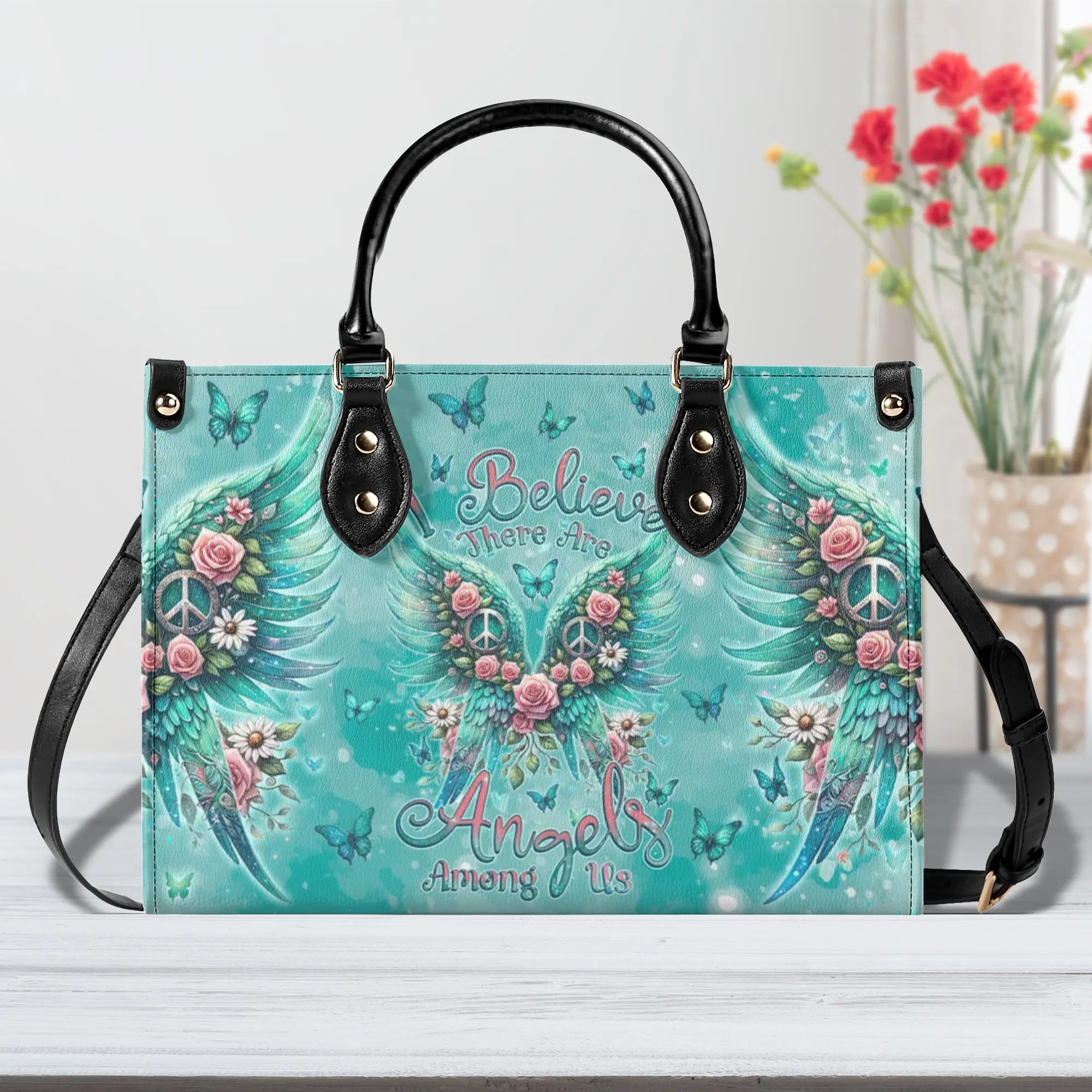 I BELIEVE THERE ARE ANGELS AMONG US LEATHER HANDBAG - TLNZ0706244