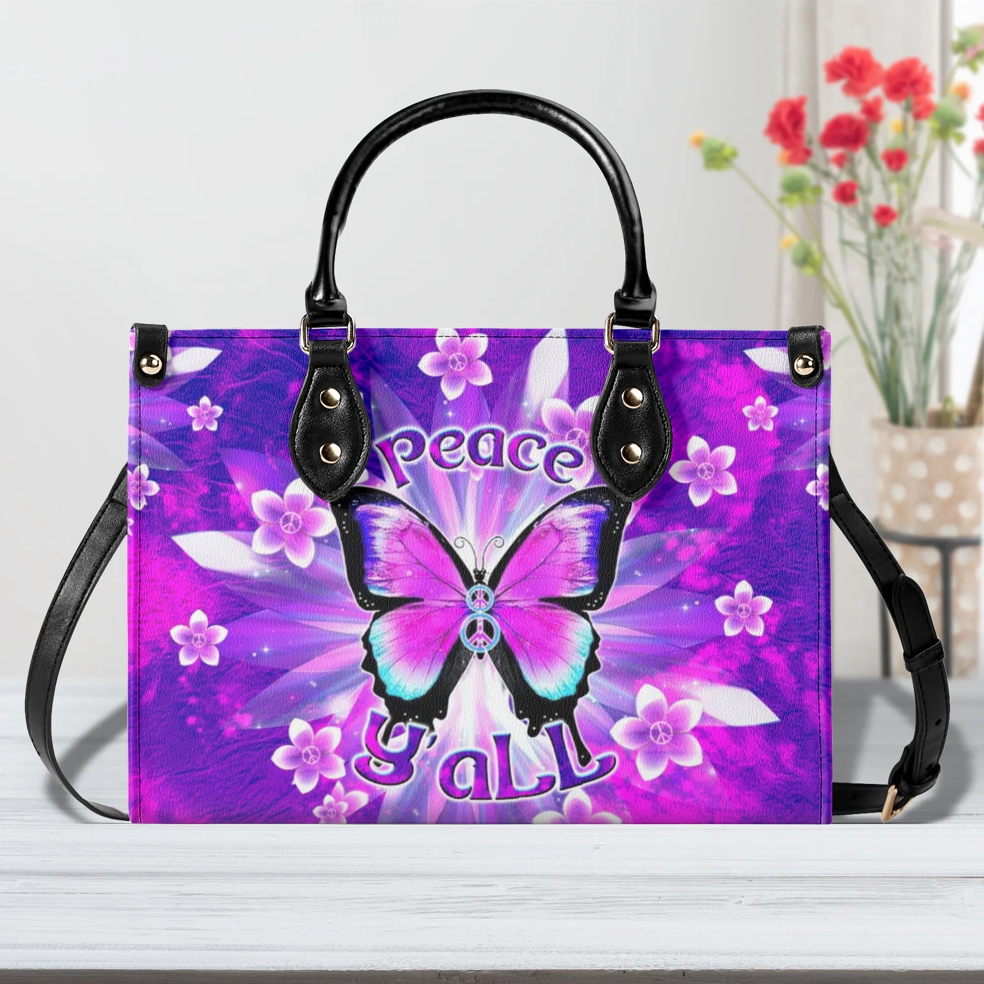 PEACE Y'ALL BUTTERFLY LEATHER HANDBAG - TLTW1906244