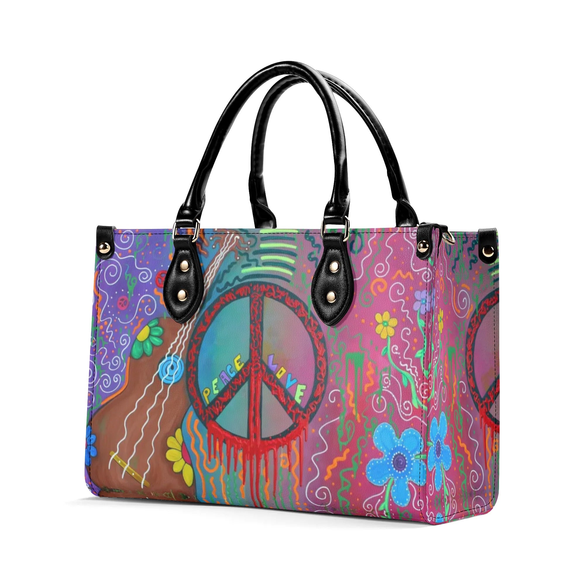 PEACE LOVE HIPPIE LEATHER HANDBAG - YHDU2409244