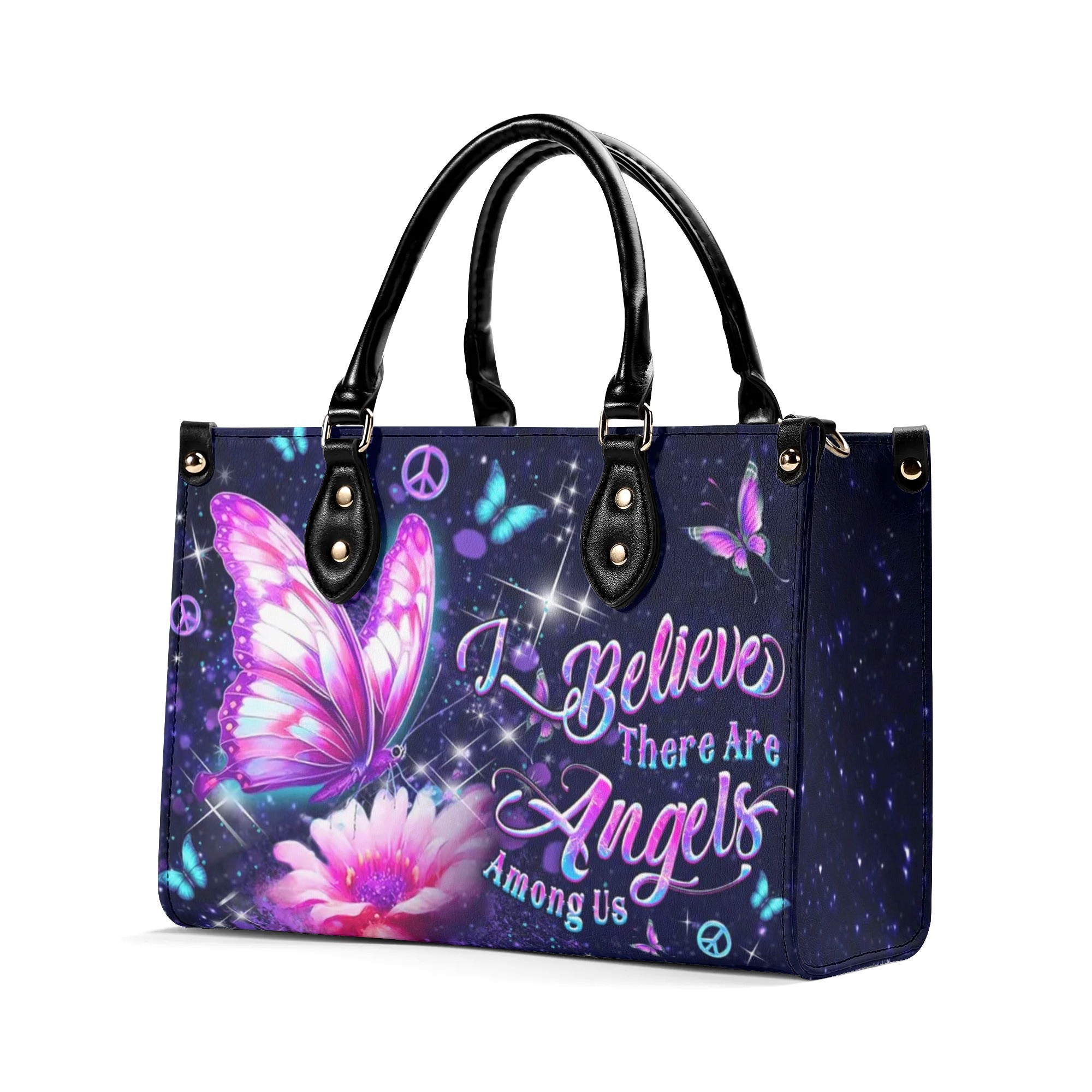 I BELIEVE THERE ARE ANGELS AMONG US LEATHER HANDBAG - YHDU1809244