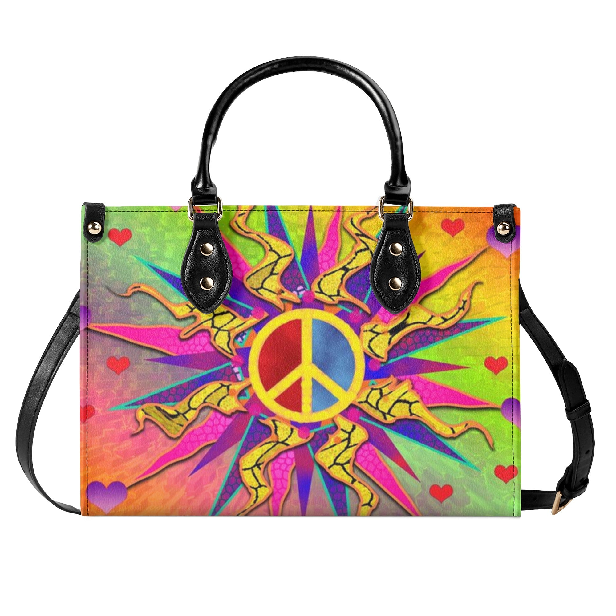 COLORFUL PEACE SYMBOL LEATHER HANDBAG - YHLT2111244